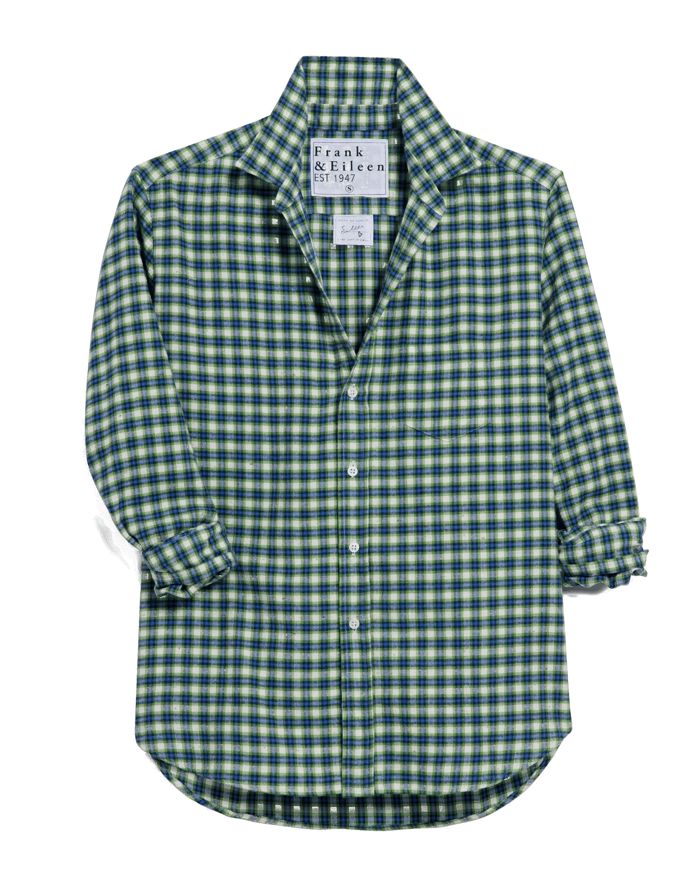 EILEEN Blue and Green with Navy and White Plaid, Italian Flannel sold by Frank & Eileen