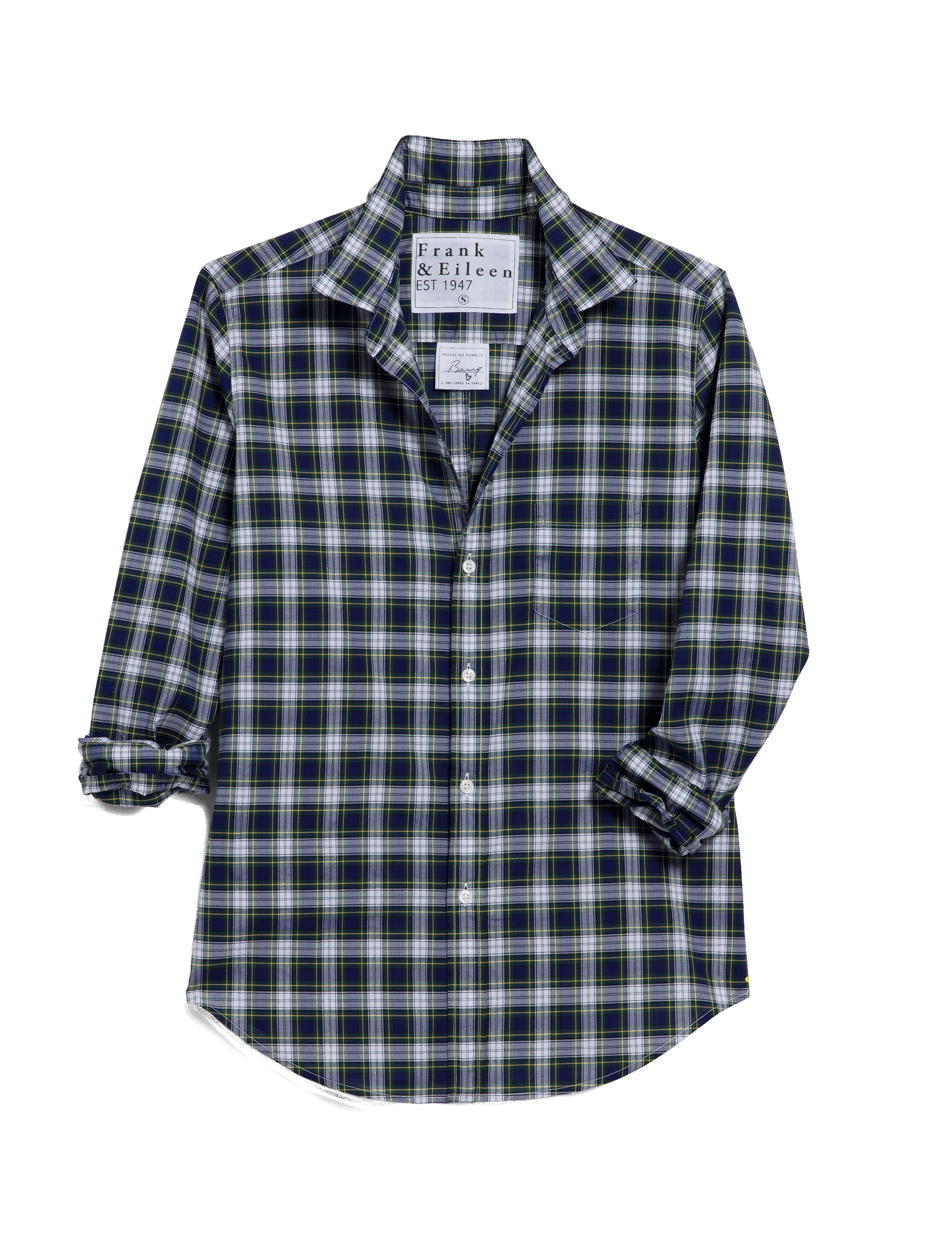 BARRY Yellow and Navy with White Plaid, Italian Classic Poplin sold by Frank & Eileen