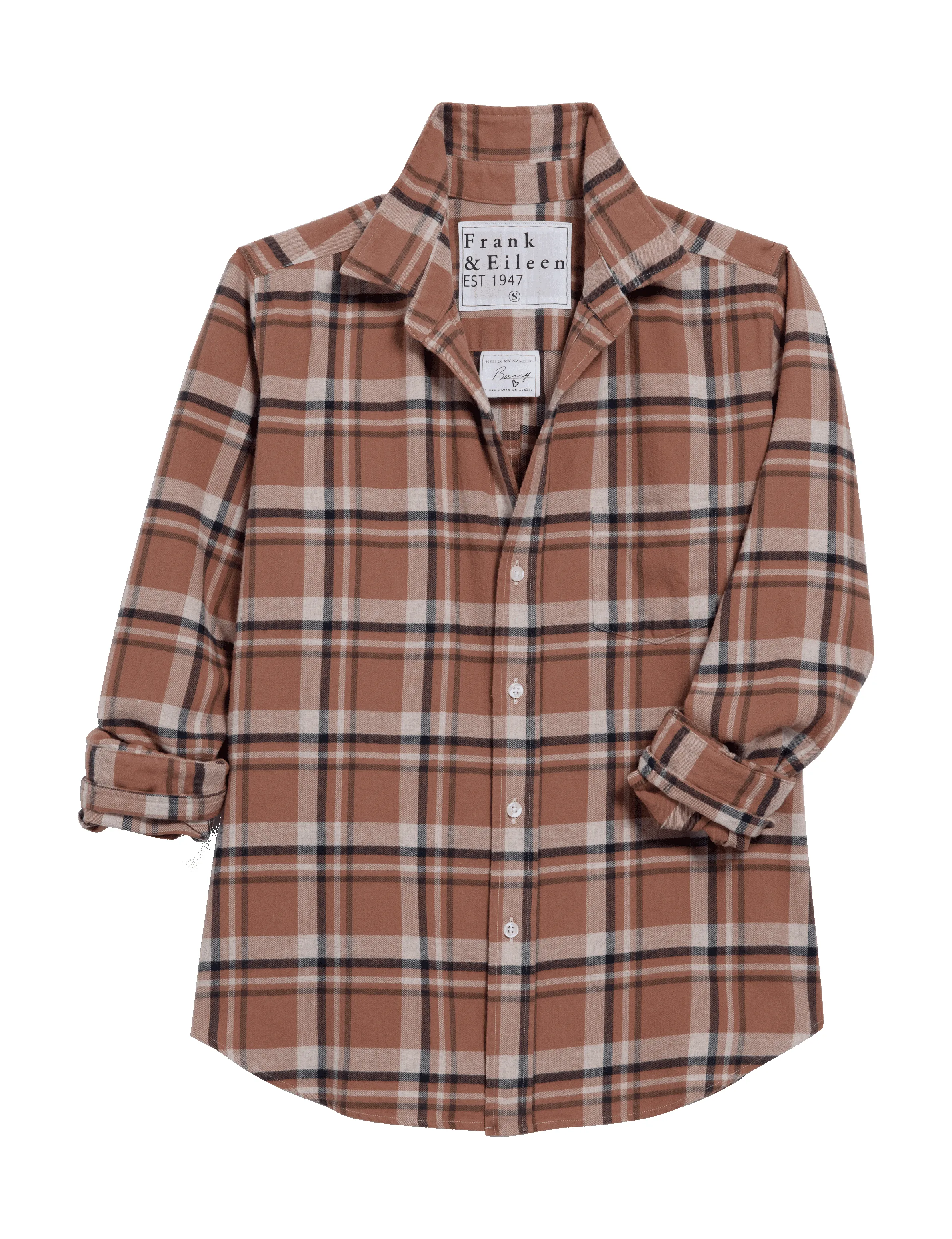 BARRY Tan and Brown with Navy Plaid, Italian Flannel sold by Frank & Eileen