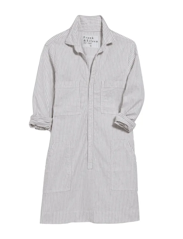 IRELAND DRESS Sand Stripe, Italian Performance Linen sold by Frank & Eileen