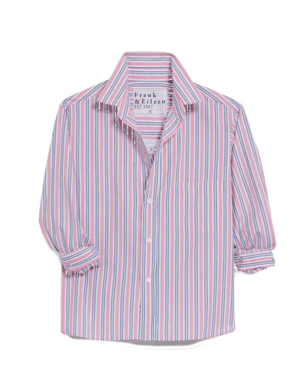 SILVIO Blue and Coral with White Stripe, Italian Cotton sold by Frank & Eileen