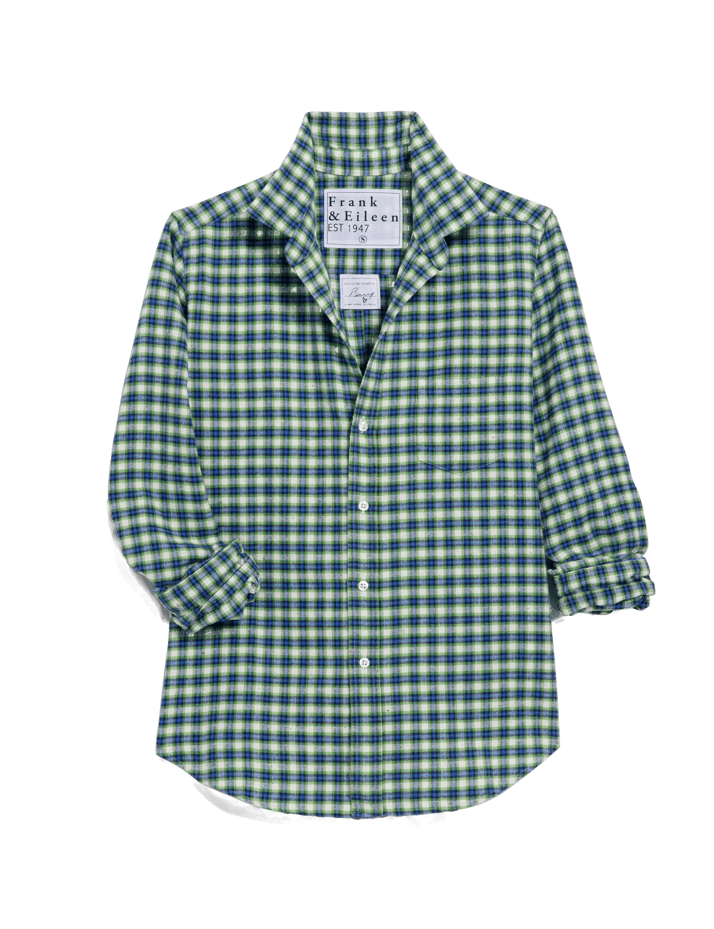 BARRY Blue and Green with Navy and White Plaid, Italian Flannel sold by Frank & Eileen