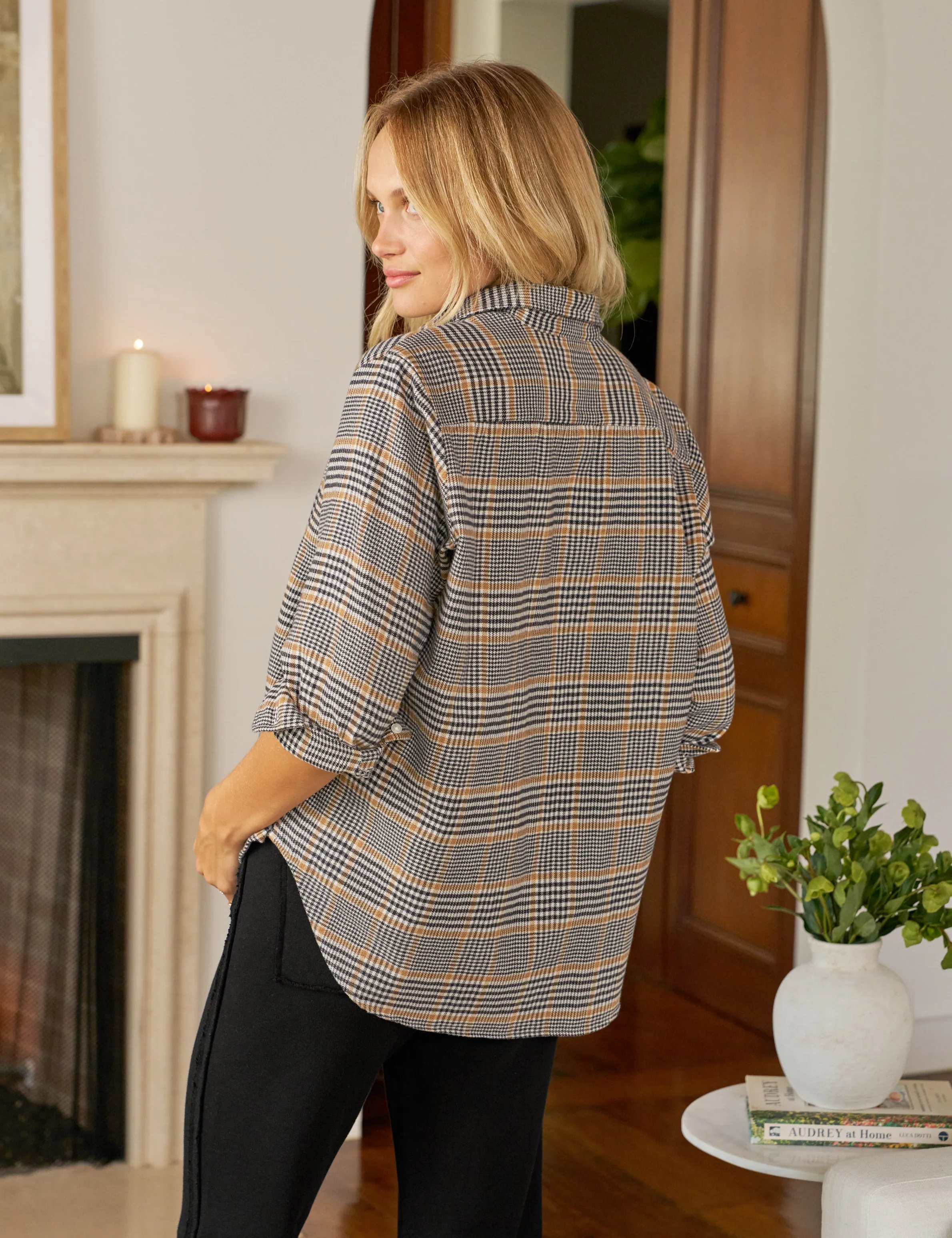 EILEEN Camel and Black Plaid, Italian Flannel sold by Frank & Eileen product image thumbnail 2