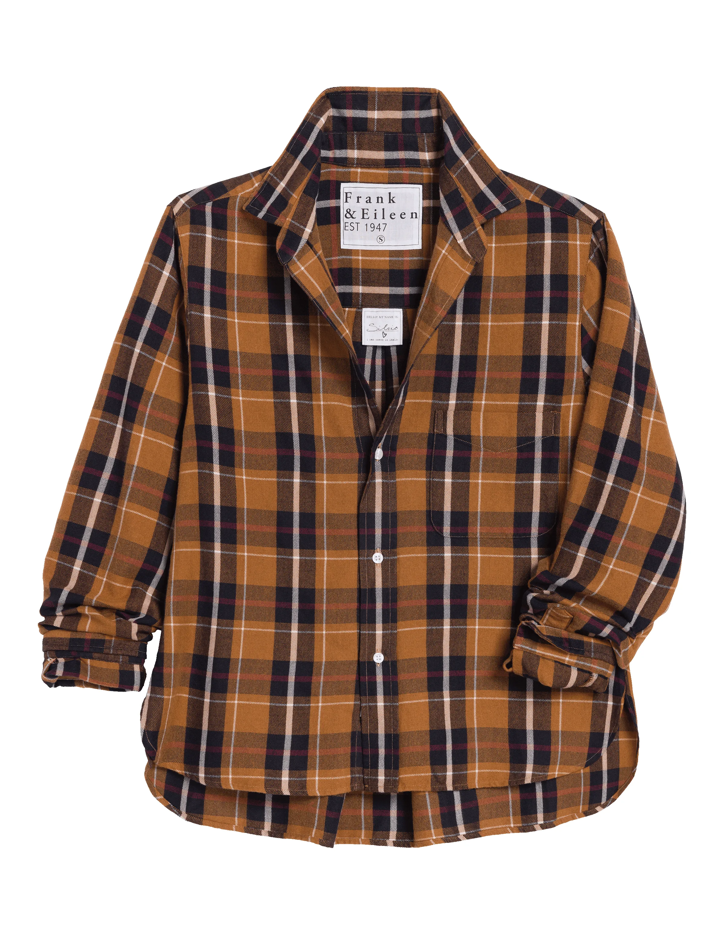 SILVIO Red and Black with Orange Plaid, Italian Flannel sold by Frank & Eileen product image thumbnail 5