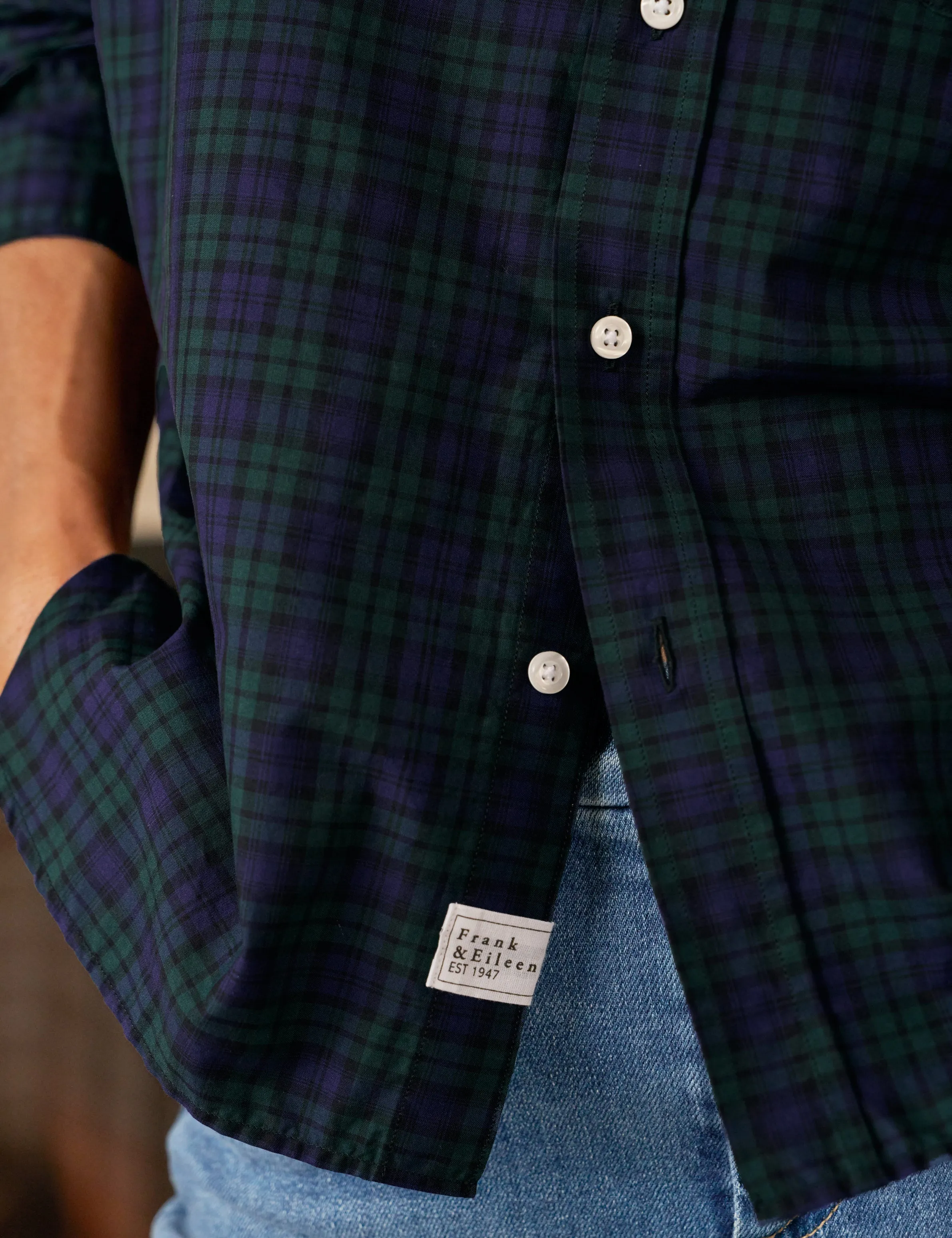 OONA Green and Blue with Black Plaid, Italian Cotton sold by Frank & Eileen product image thumbnail 3