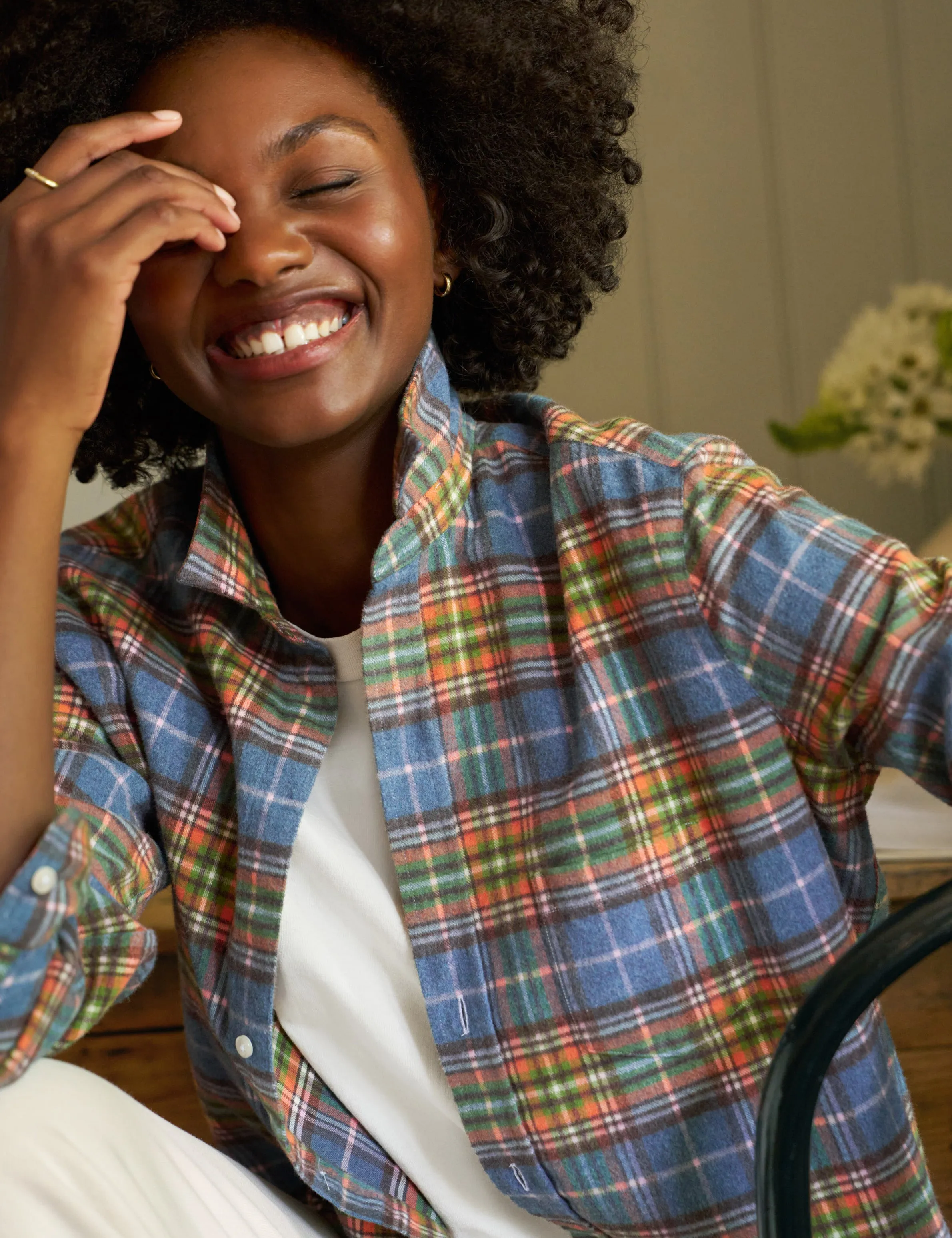 EILEEN Orange and Green with Blue Plaid, Italian Flannel sold by Frank & Eileen product image thumbnail 2