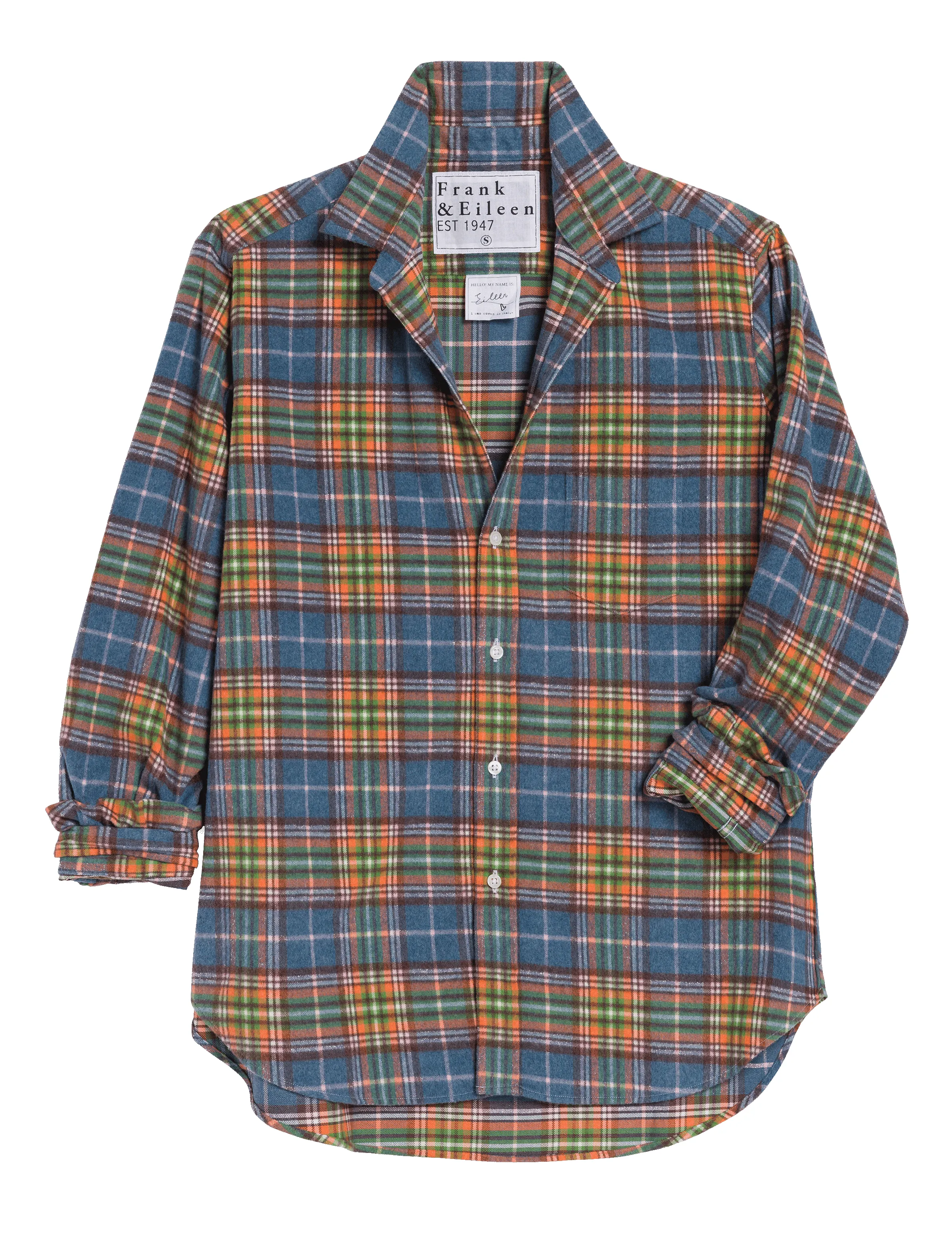 EILEEN Orange and Green with Blue Plaid, Italian Flannel sold by Frank & Eileen product image thumbnail 4