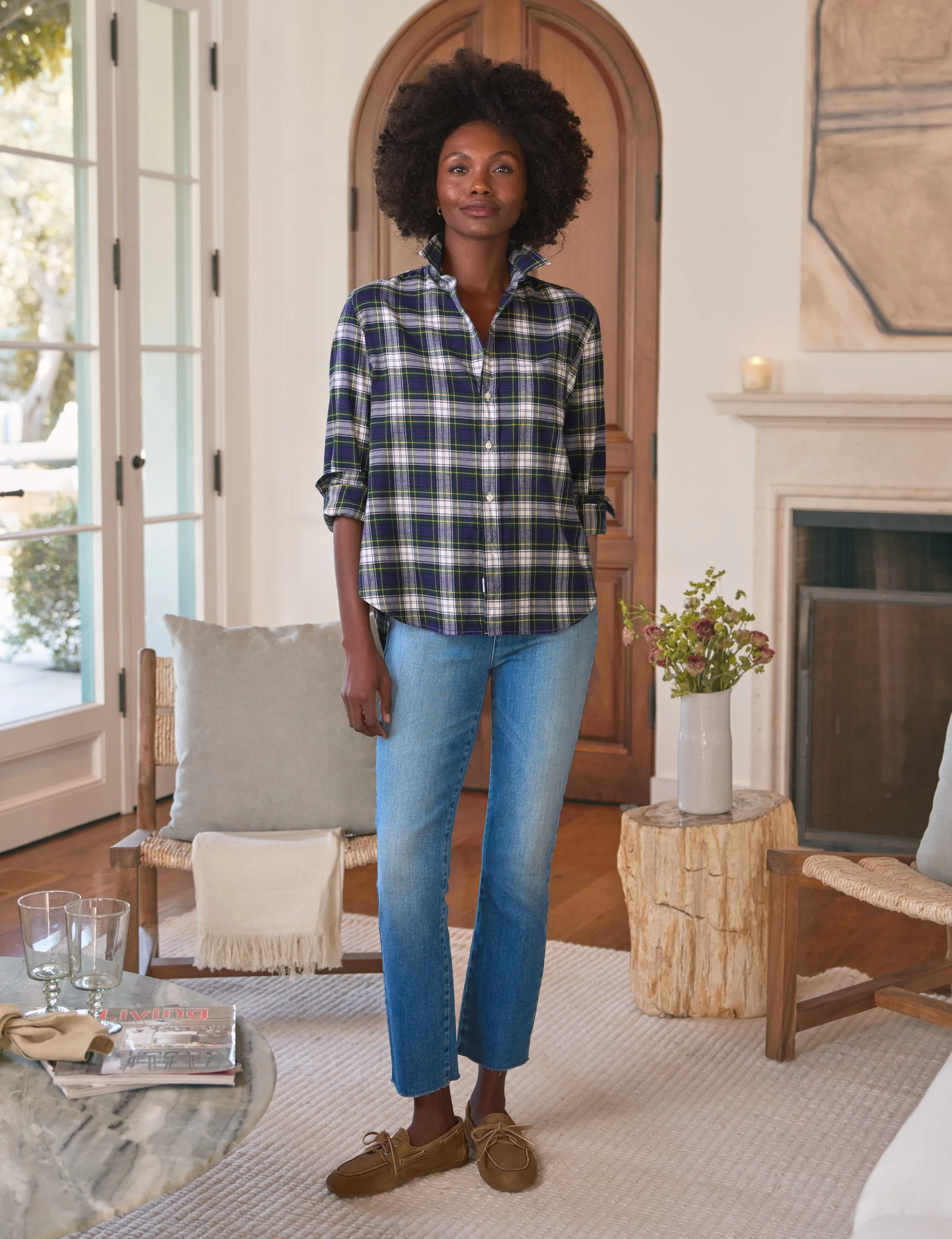 EILEEN Blue and Green with White Plaid, Italian Flannel sold by Frank & Eileen product image thumbnail 4