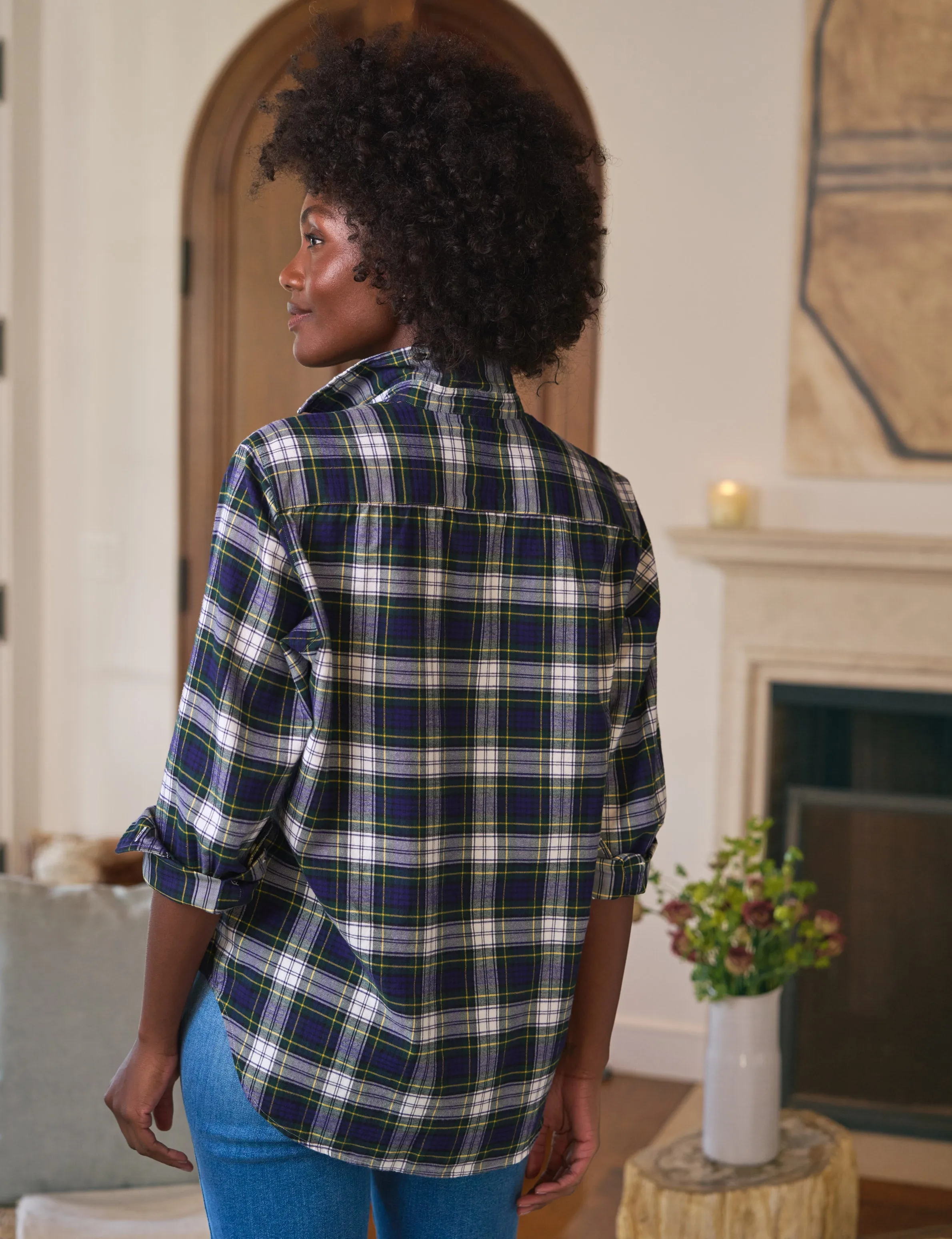 EILEEN Blue and Green with White Plaid, Italian Flannel sold by Frank & Eileen product image thumbnail 2