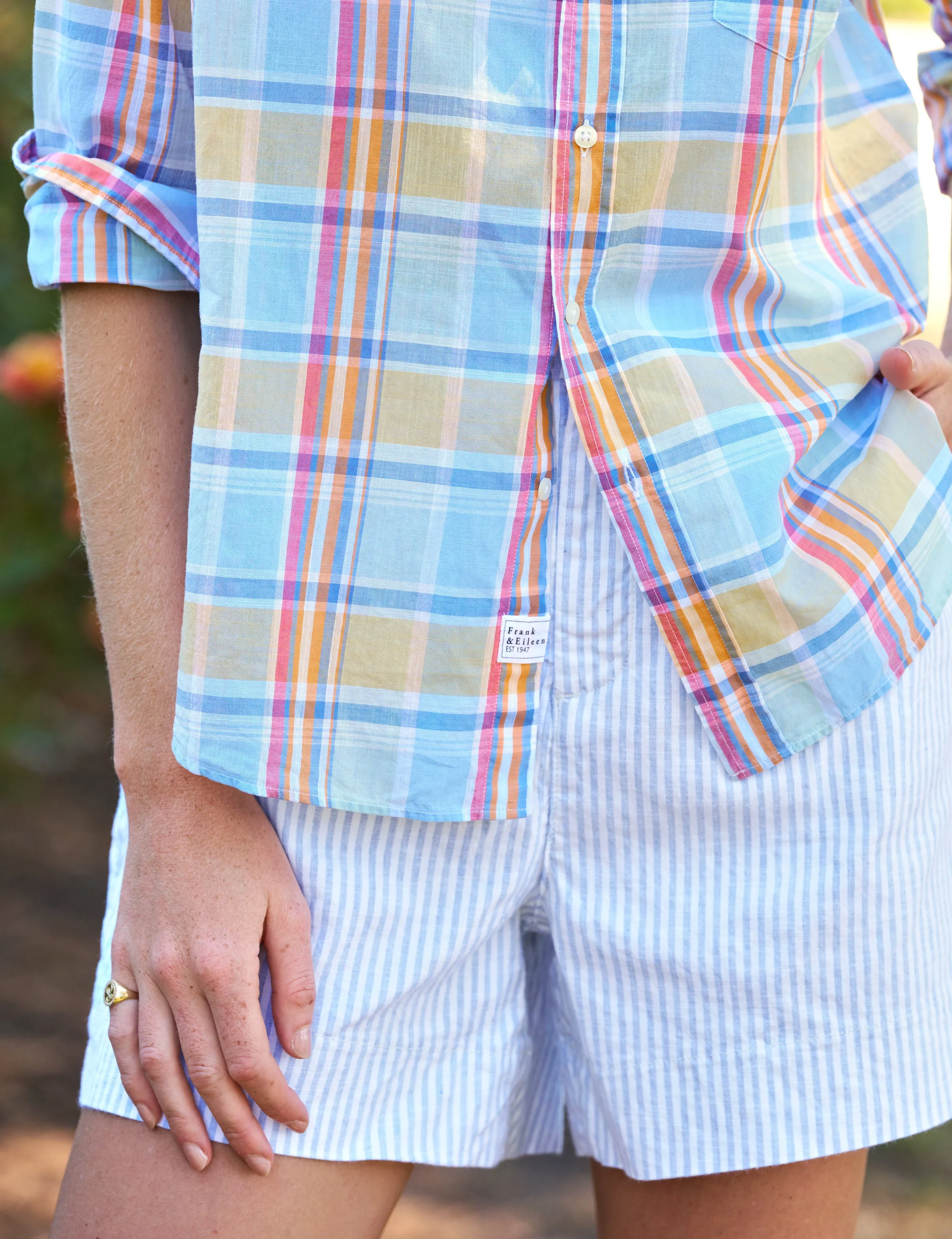 EILEEN Blue and Orange Plaid, Casual Cotton sold by Frank & Eileen product image thumbnail 2