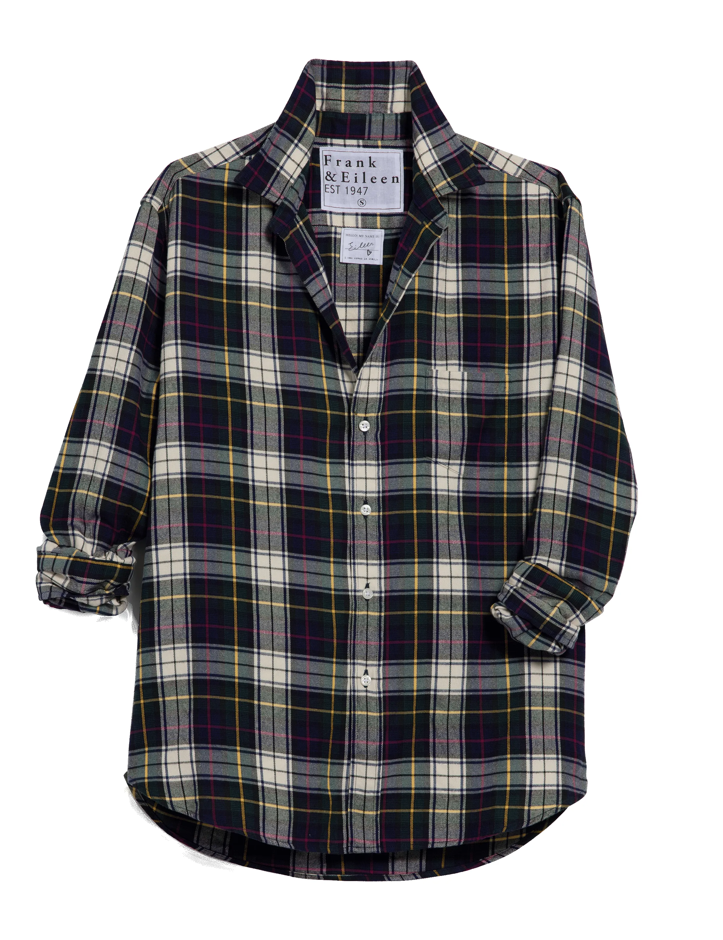 EILEEN Navy and Green with Yellow Plaid, Italian Flannel sold by Frank & Eileen product image thumbnail 4