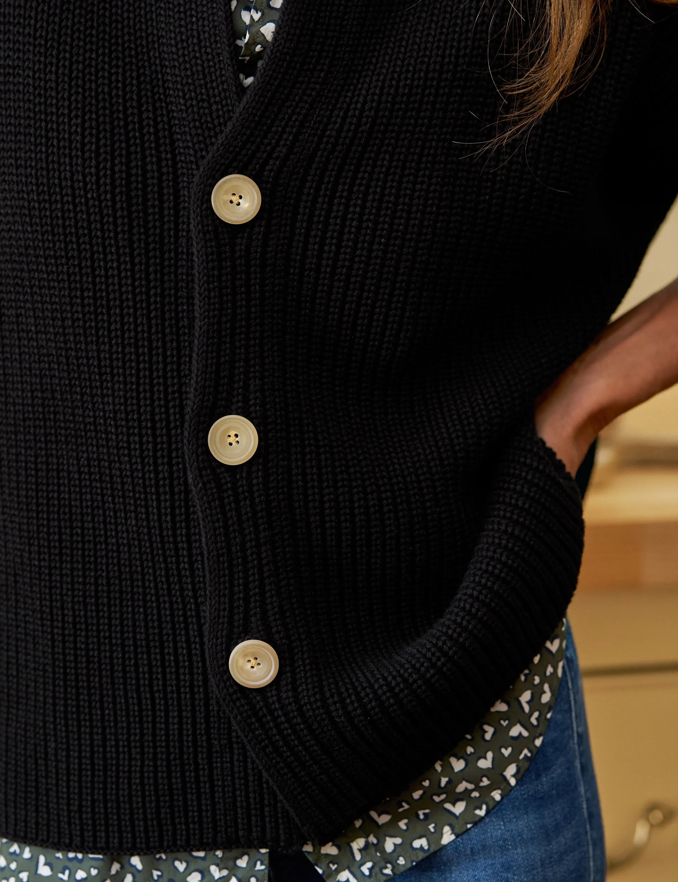 MONTECITO CARDIGAN Black, Pure Italian Cotton sold by Frank & Eileen product image thumbnail 3