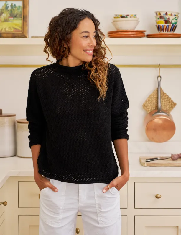 MONTEREY POINTELLE Black, Pure Italian Cotton sold by Frank & Eileen