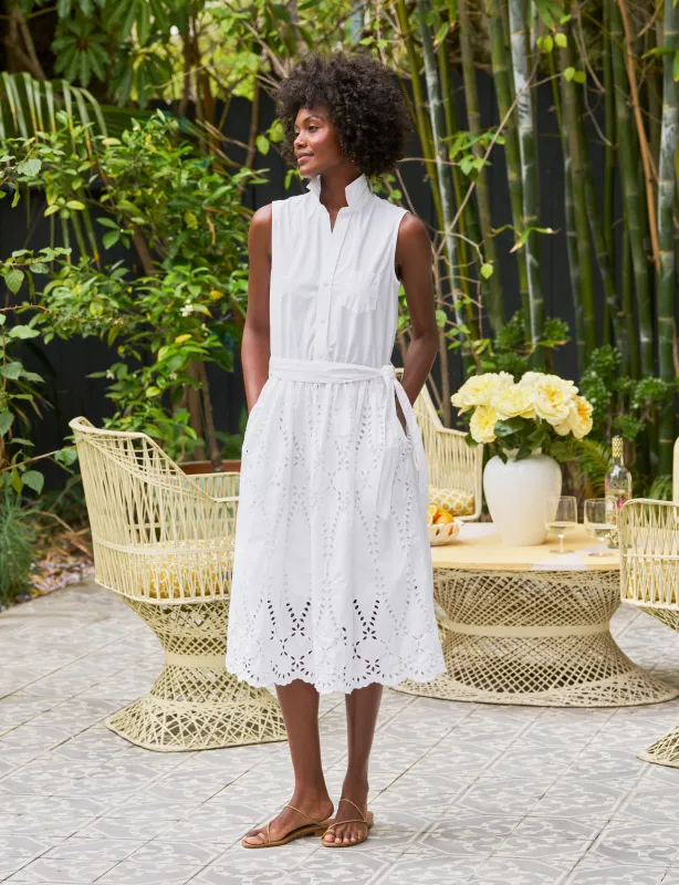 GRACE SLEEVELESS DRESS White, Eyelet Cotton sold by Frank & Eileen