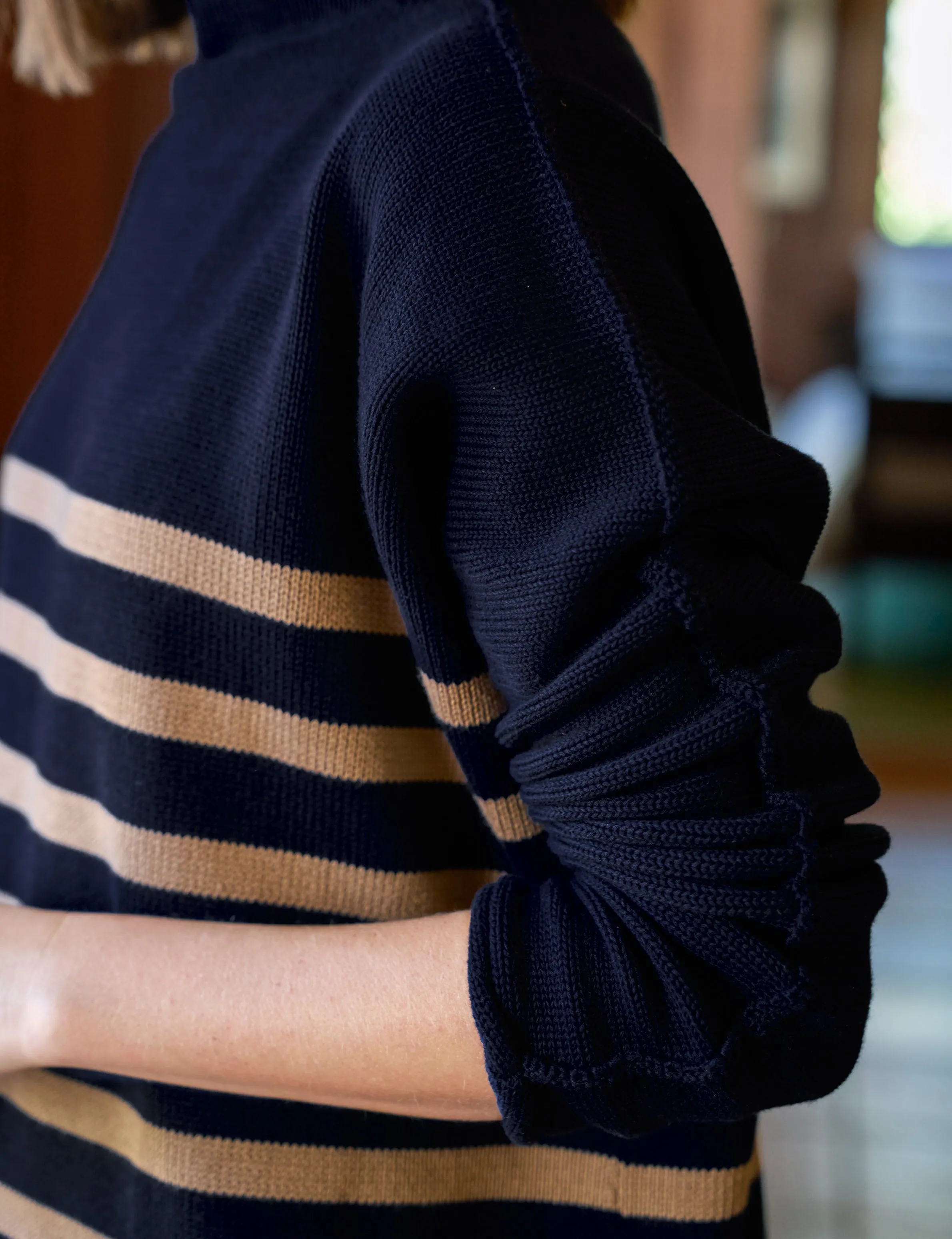 MONTEREY Navy with Camel Stripe, Pure Italian Cotton sold by Frank & Eileen product image thumbnail 3