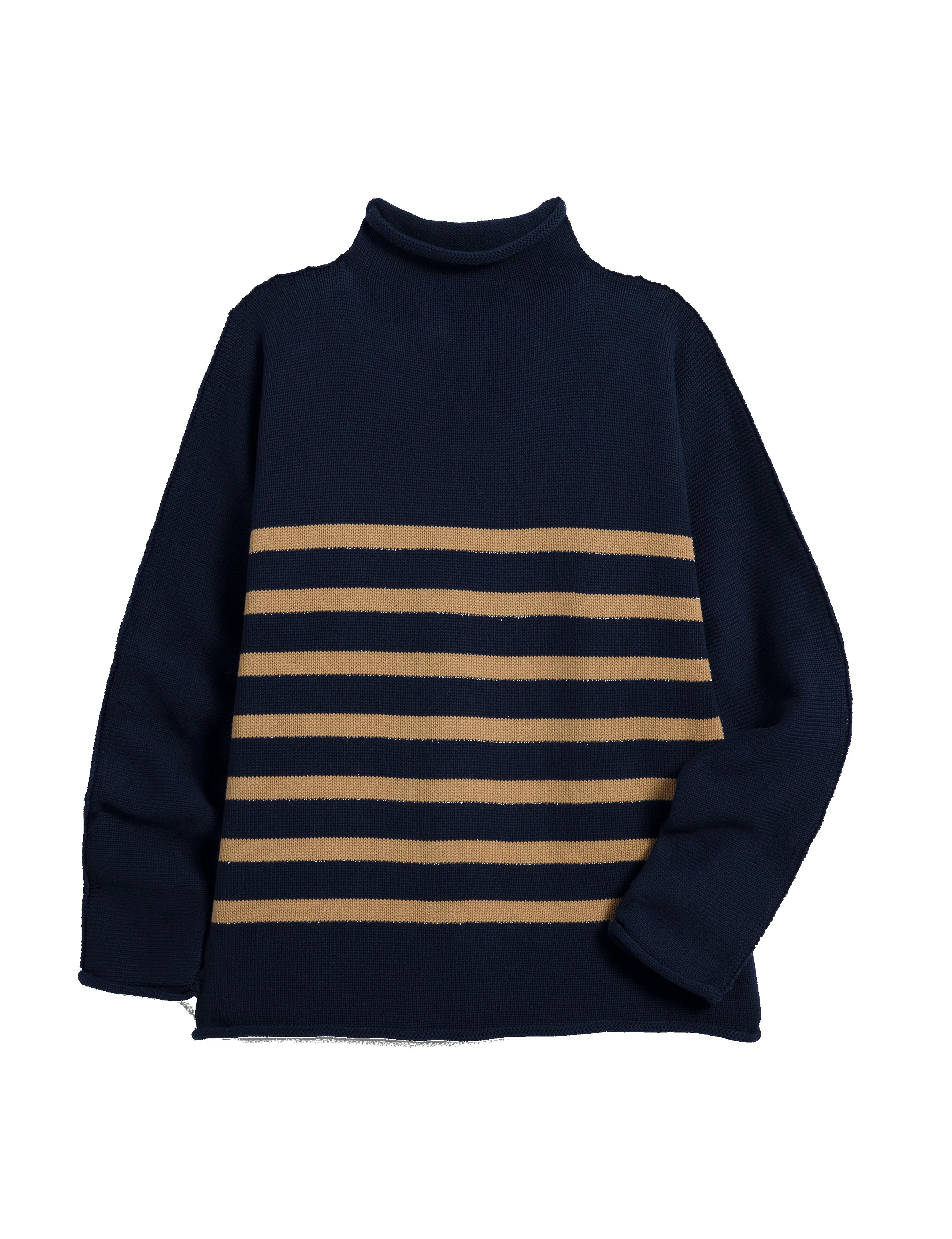 MONTEREY Navy with Camel Stripe, Pure Italian Cotton sold by Frank & Eileen product image thumbnail 4
