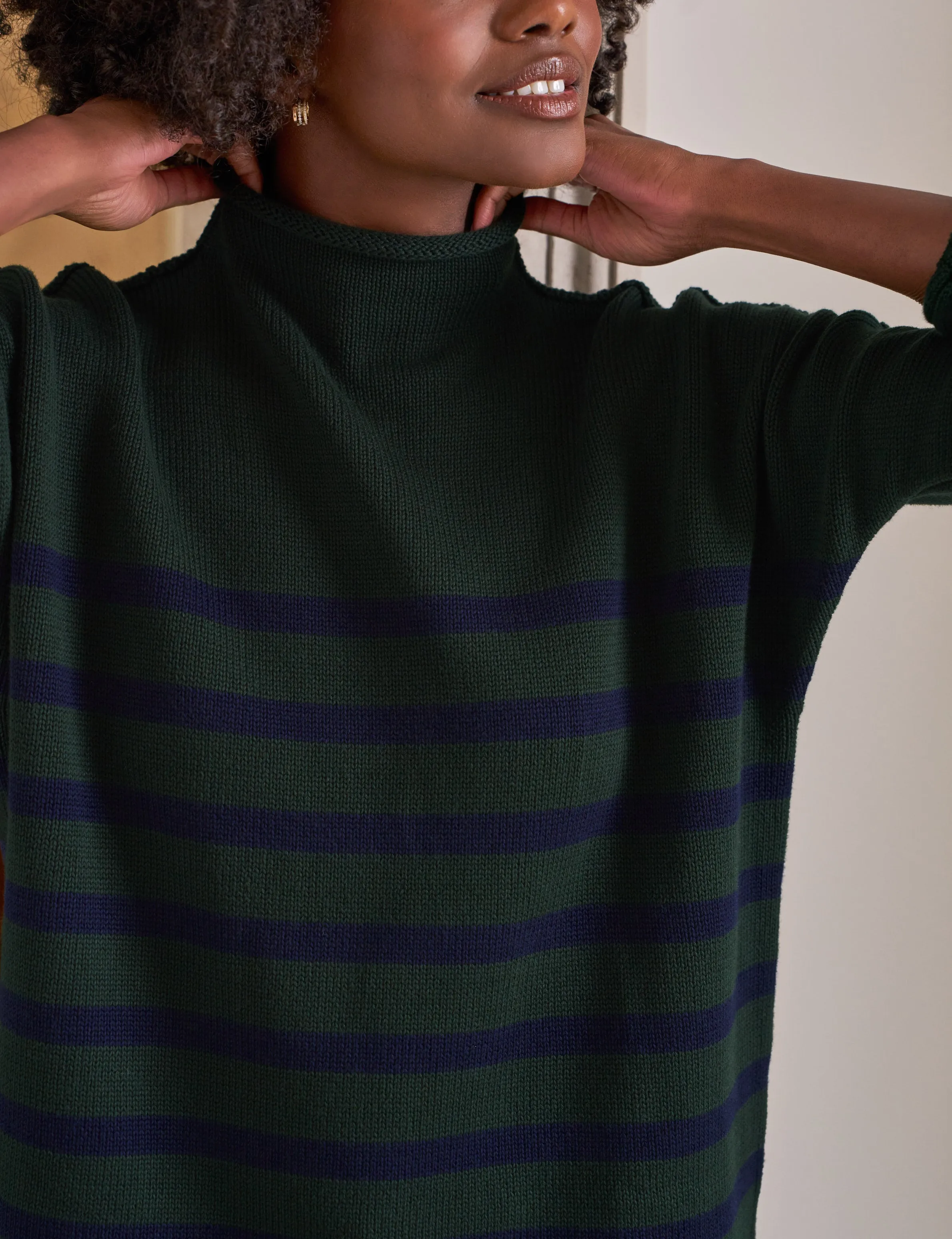 MONTEREY Green with Navy Stripe, Pure Italian Cotton sold by Frank & Eileen product image thumbnail 3