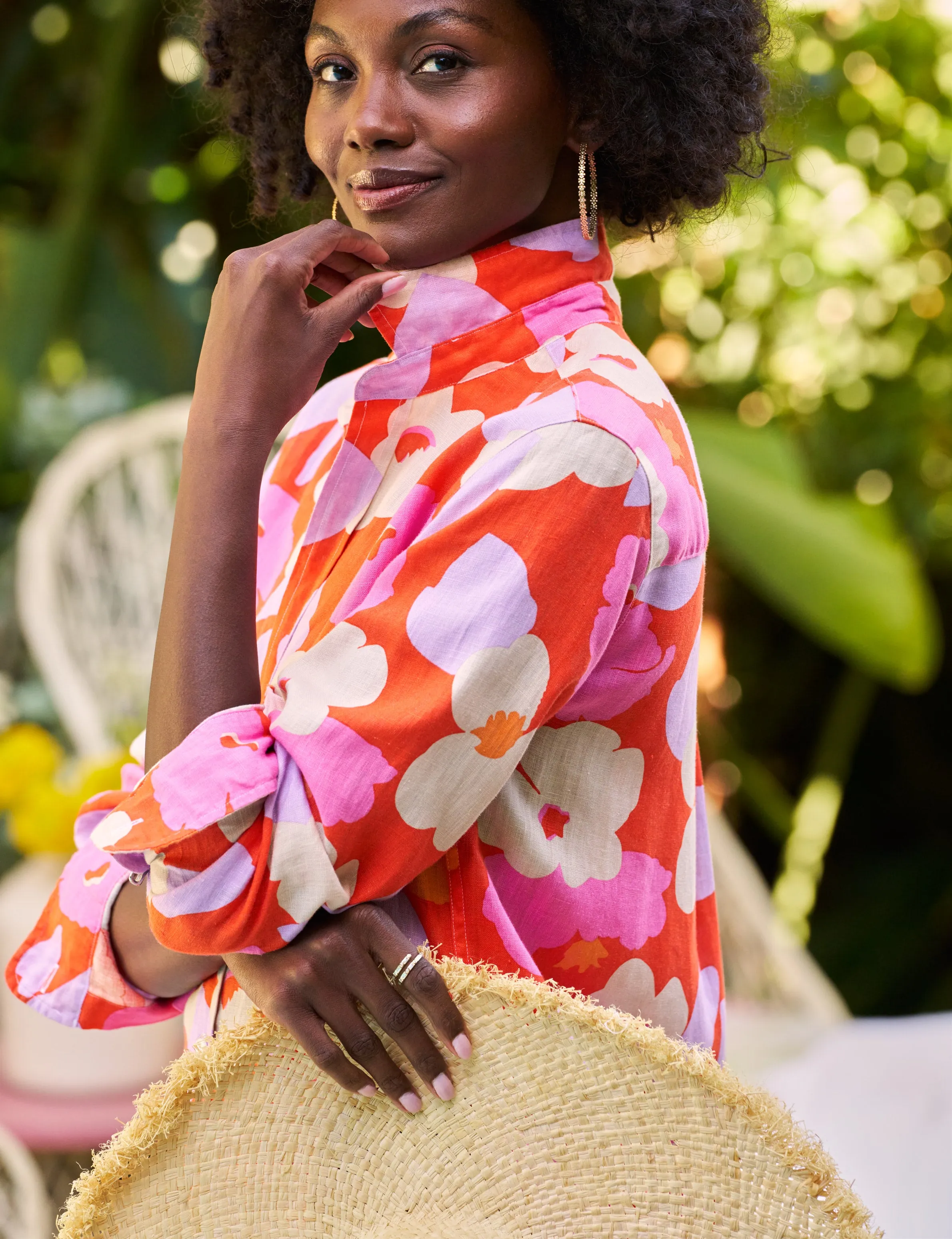 RORY Orange and Pink Floral, Italian Classic Linen sold by Frank & Eileen product image thumbnail 4