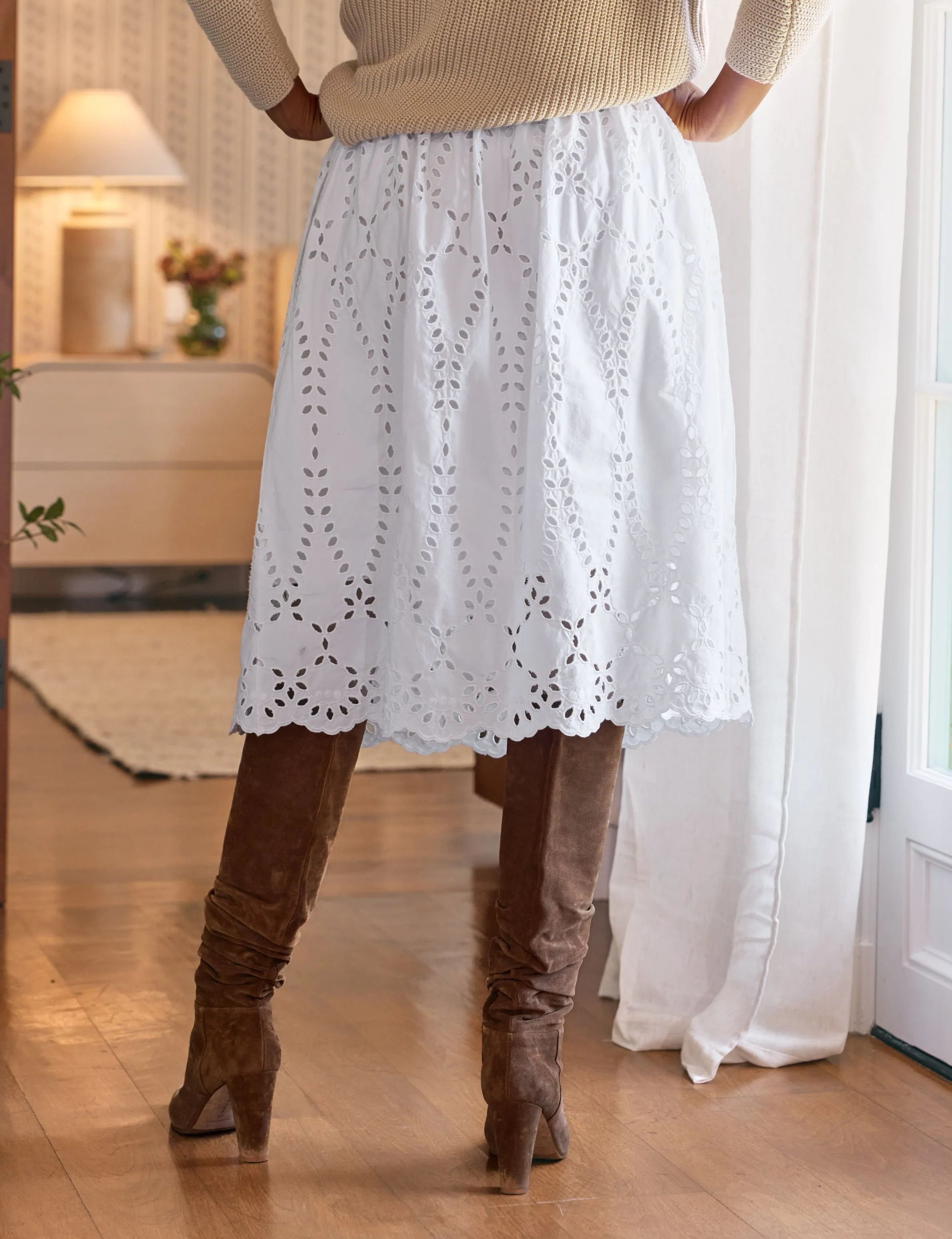 GRACE SKIRT White, Eyelet Cotton sold by Frank & Eileen product image thumbnail 2