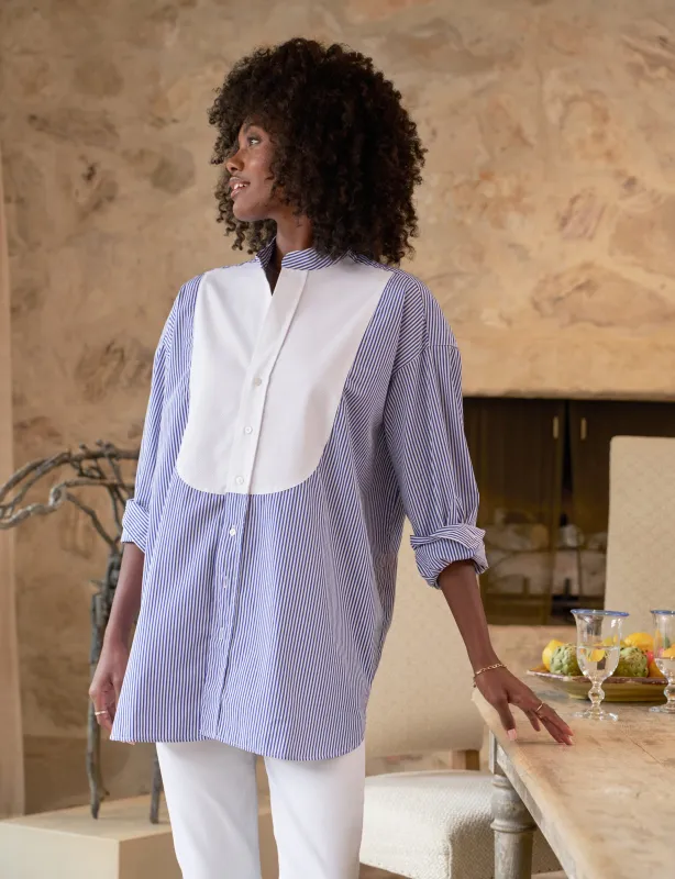 VICTORIA Blue Stripe with White Bib, Superluxe made by Frank & Eileen