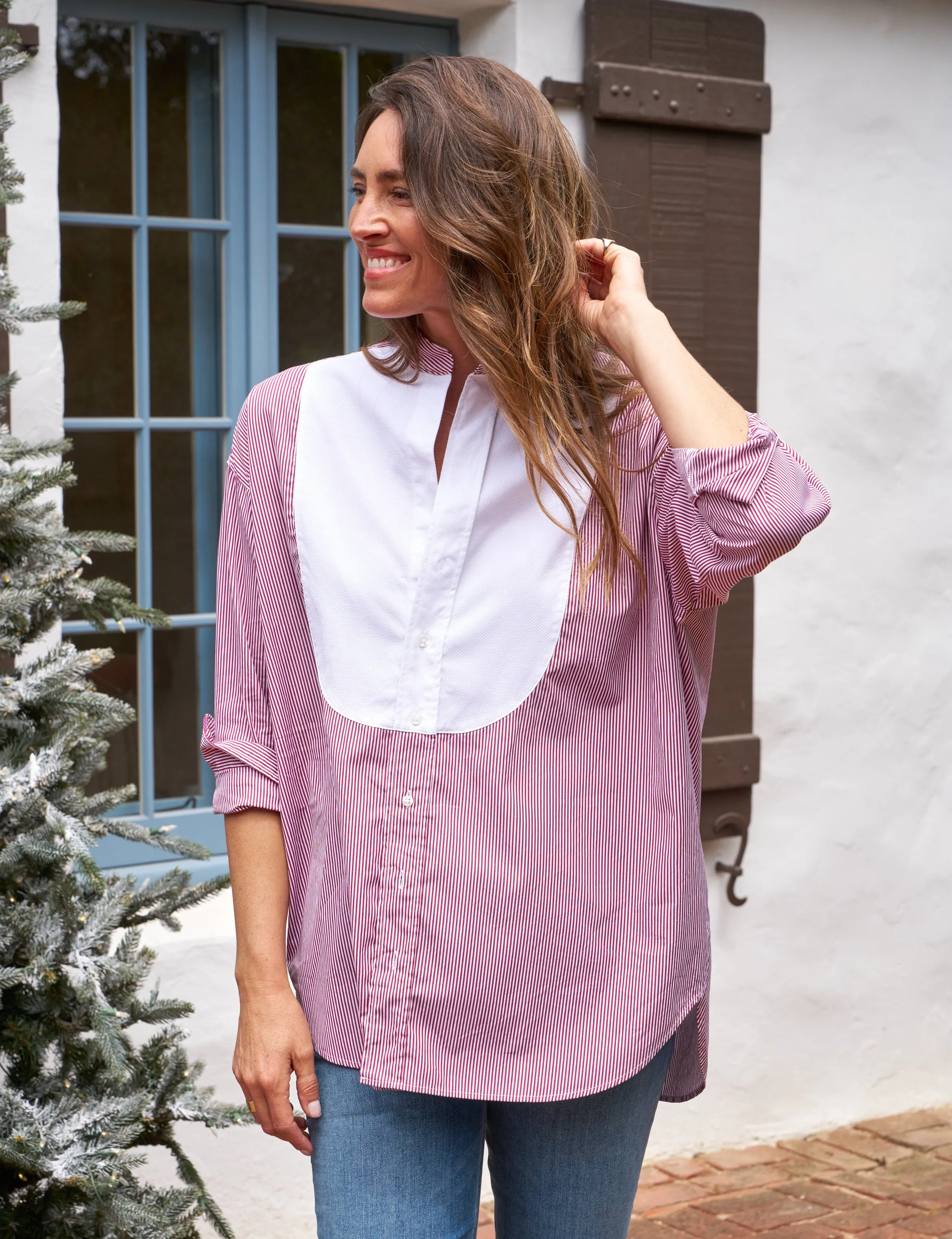 VICTORIA Red Stripe with White Bib, Superluxe sold by Frank & Eileen product image thumbnail 5