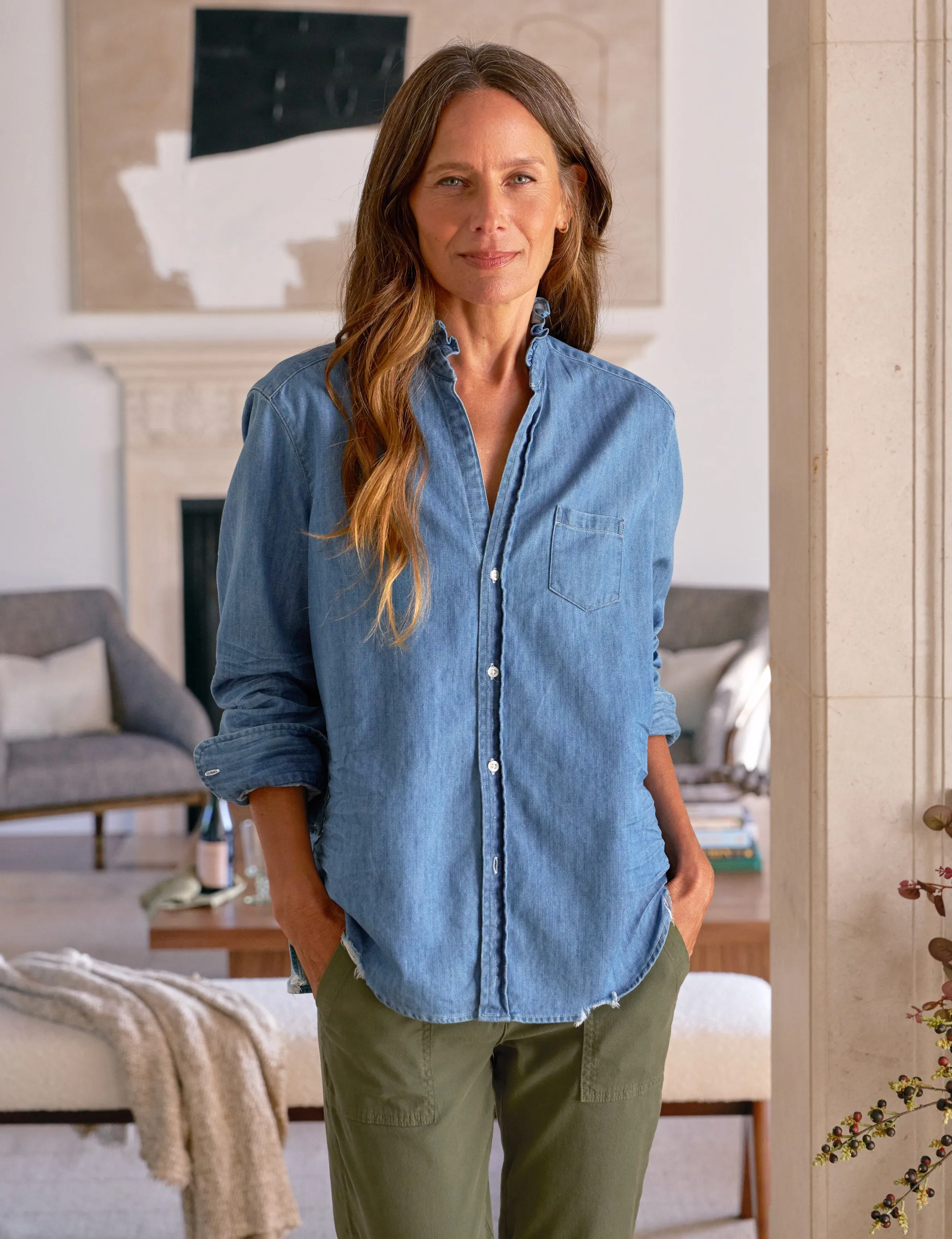 EILEEN RUFFLE Vintage Stonewashed Indigo, Famous Denim sold by Frank & Eileen