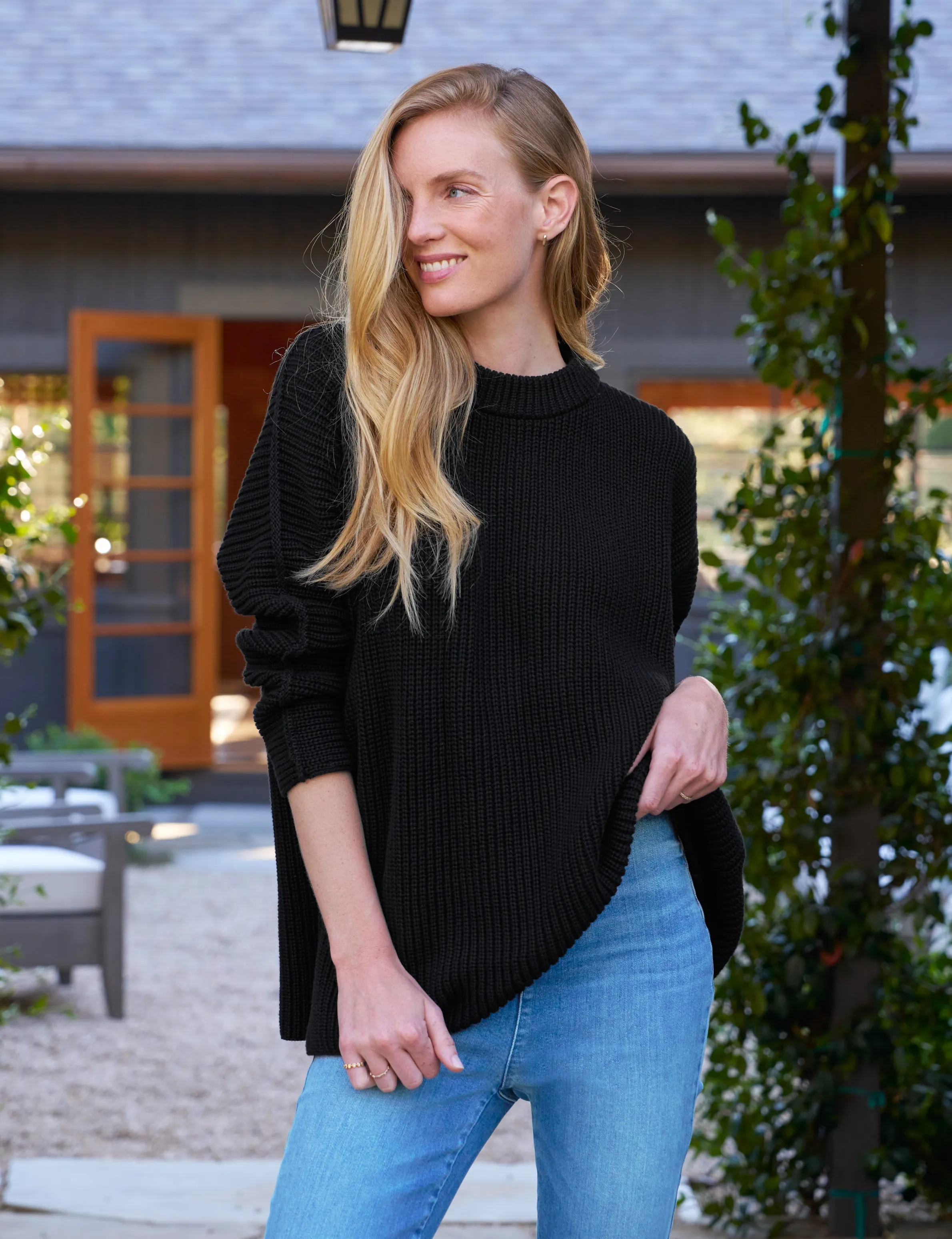 MONTECITO SWEATER Black, Pure Italian Cotton sold by Frank & Eileen product image thumbnail 5