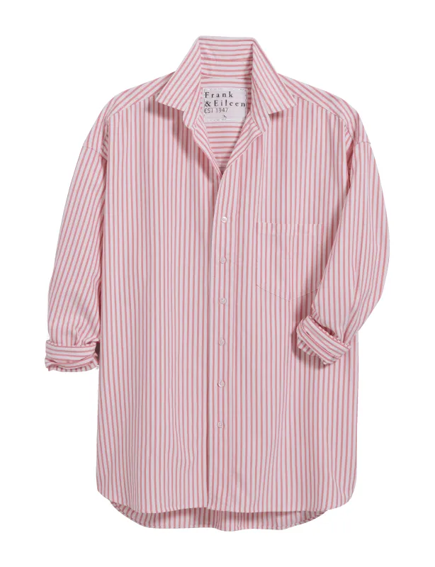 SHIRLEY Coral Stripe, Italian Brushed Oxford sold by Frank & Eileen