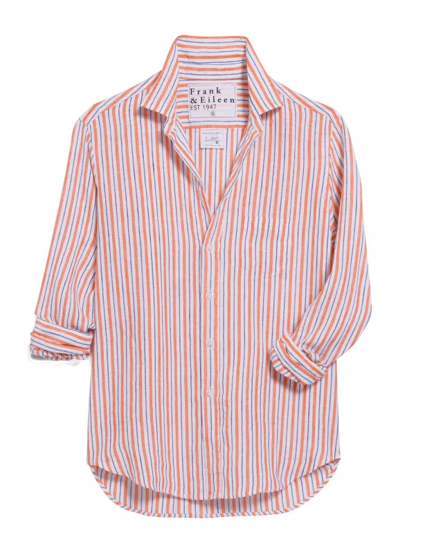 EILEEN Orange and Purple Stripe, Italian Classic Linen sold by Frank & Eileen