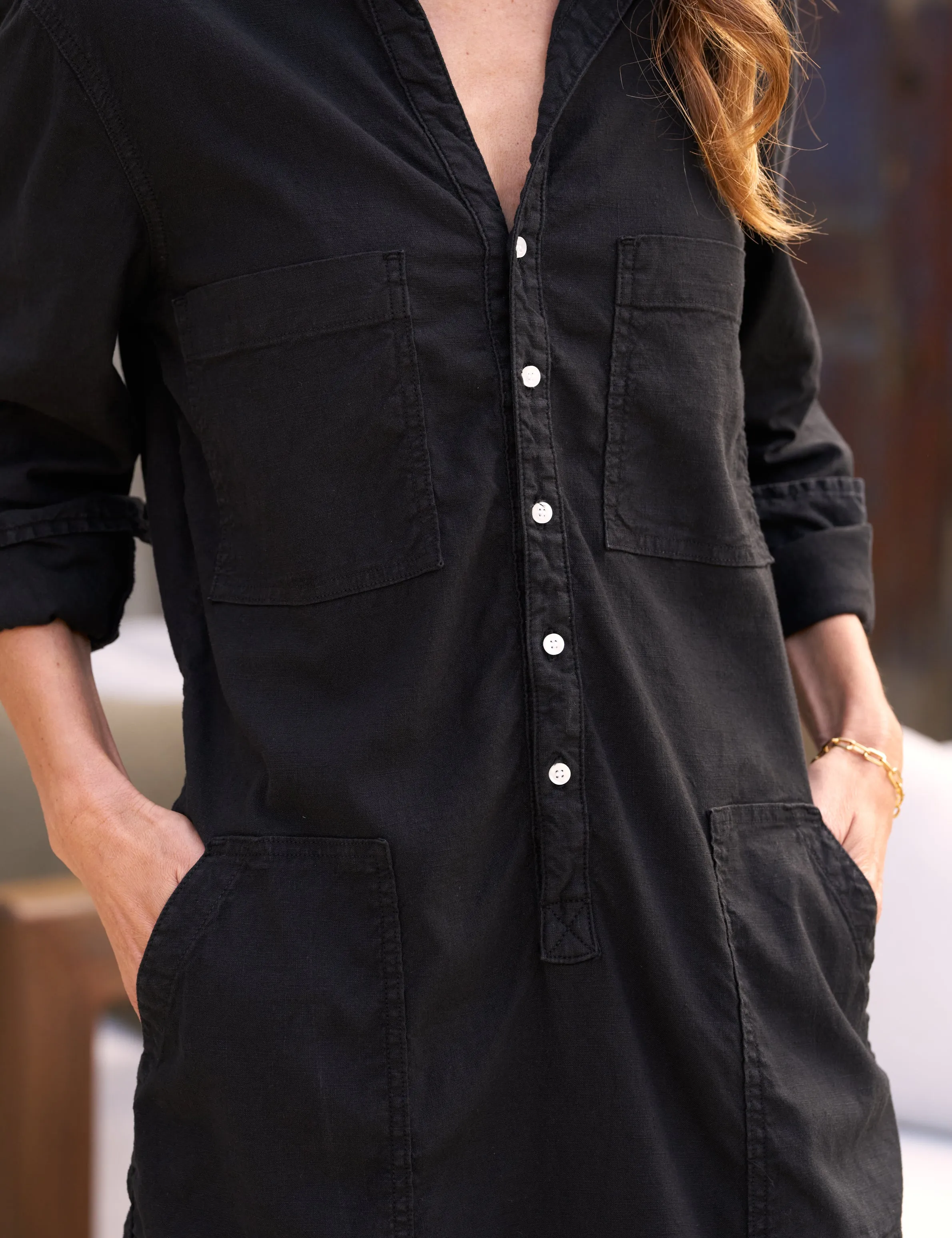 IRELAND DRESS Black, Italian Performance Linen sold by Frank & Eileen product image thumbnail 3