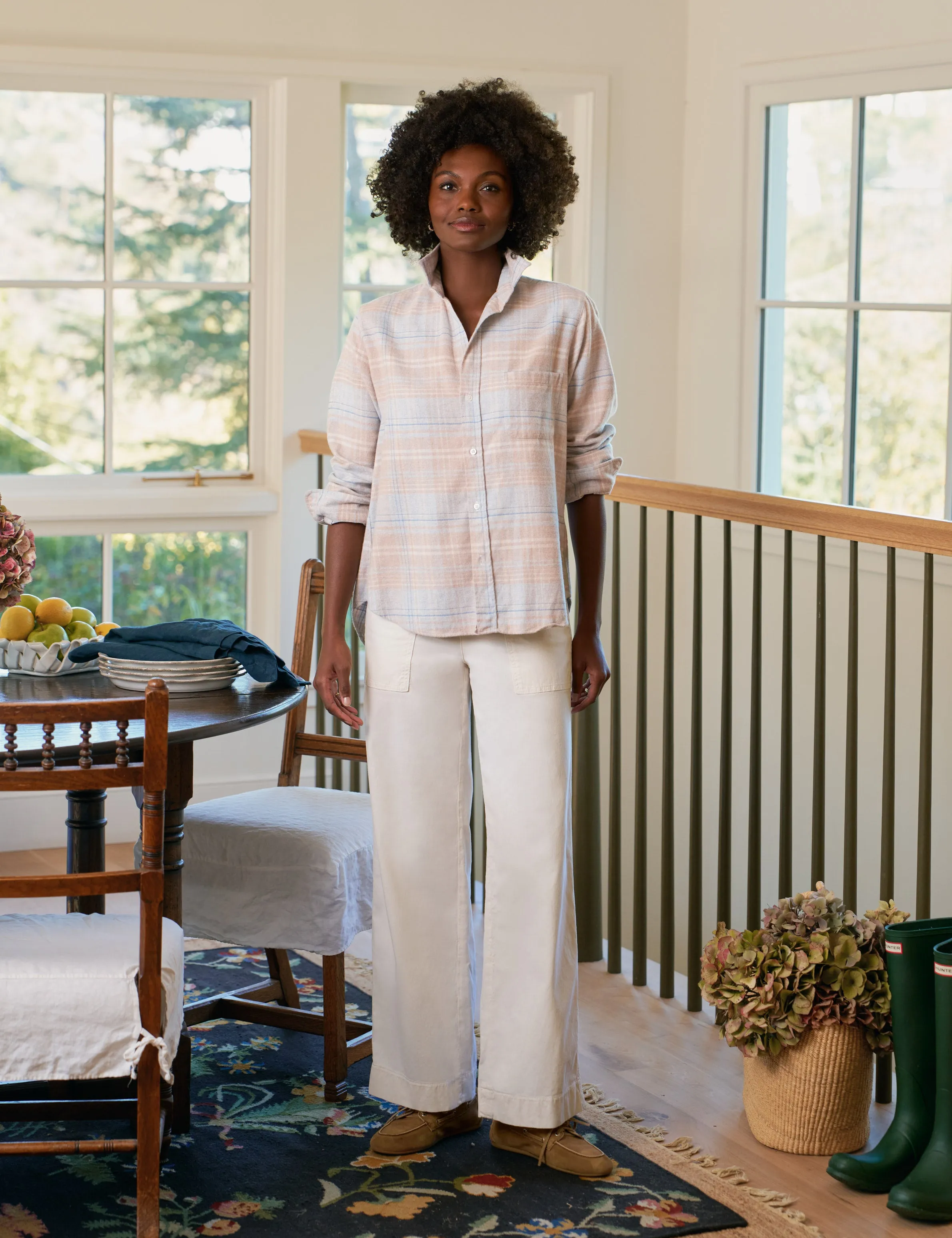 EILEEN Sand and Blue Plaid, Italian Flannel sold by Frank & Eileen product image thumbnail 4