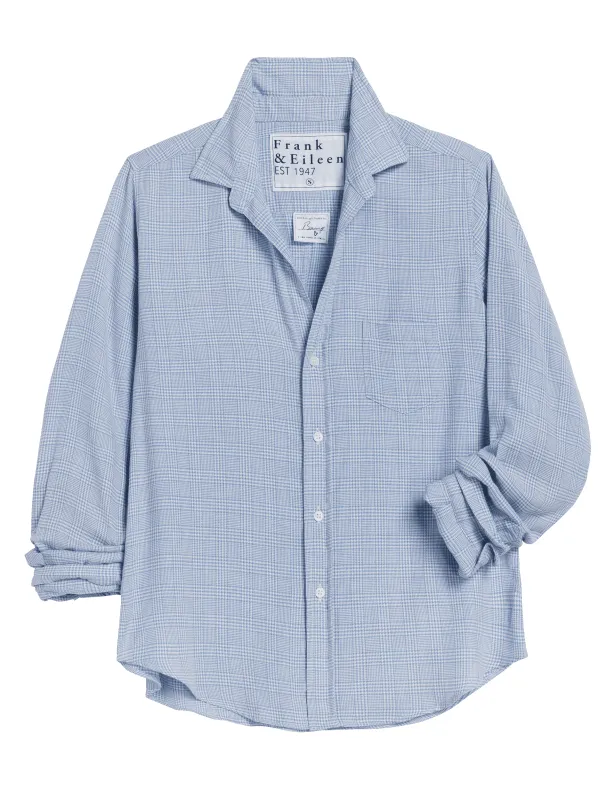 BARRY Light Blue Houndstooth Plaid, Italian Flannel made by Frank & Eileen