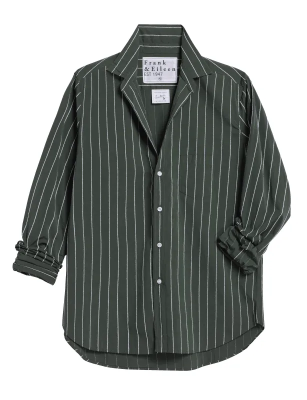 EILEEN Green and White Textured Stripe, Italian Cotton made by Frank & Eileen