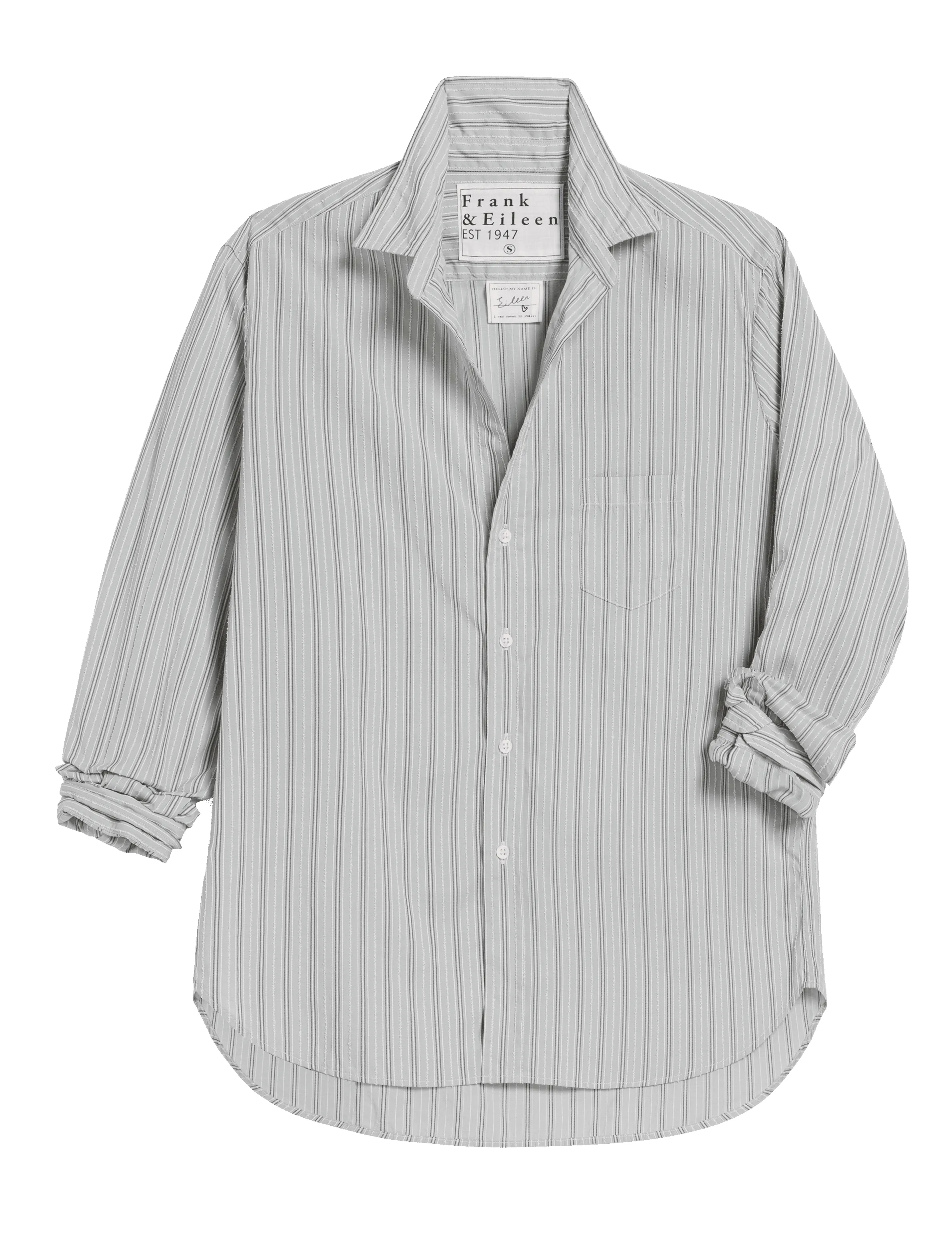 EILEEN Textured Green and White Stripe, Italian Cotton sold by Frank & Eileen