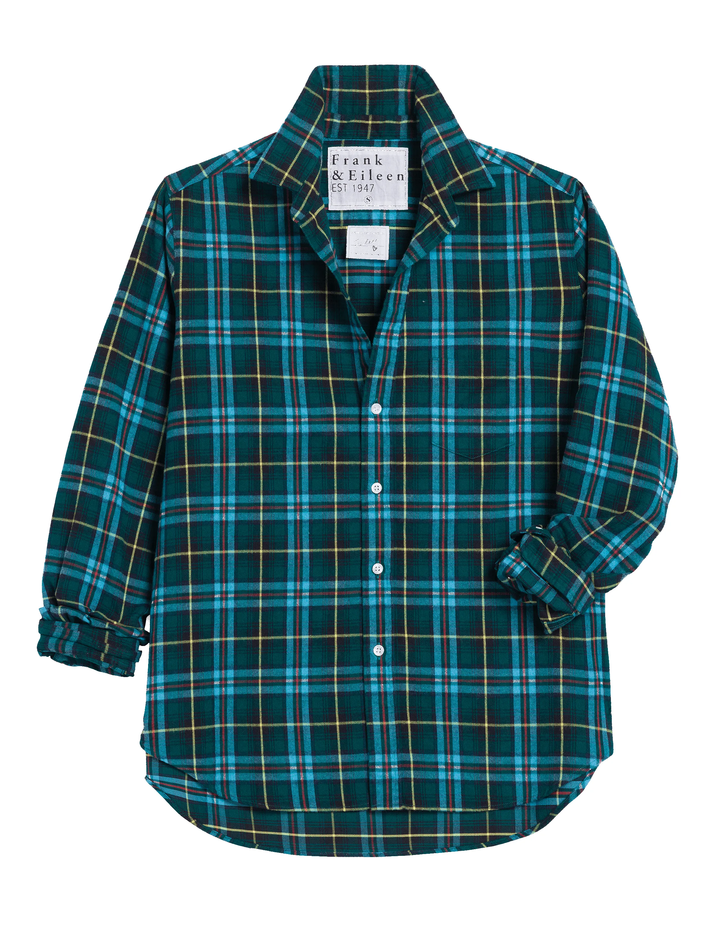 EILEEN Blue and Green with Yellow Plaid, Italian Flannel sold by Frank & Eileen