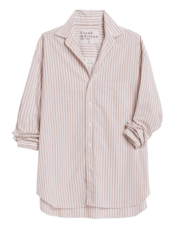 SHIRLEY Camel and Cream Stripe, Italian Cotton sold by Frank & Eileen