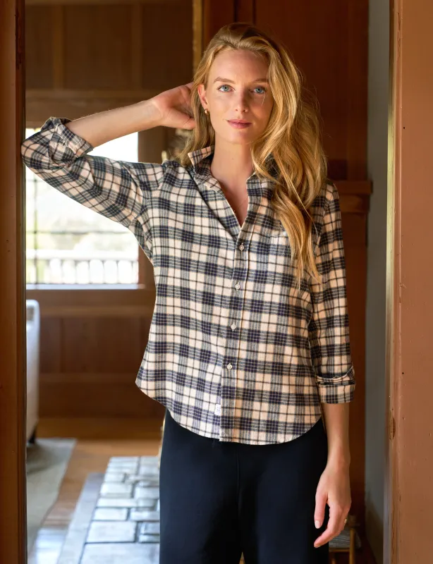 BARRY Heather Navy Plaid, Italian Flannel made by Frank & Eileen