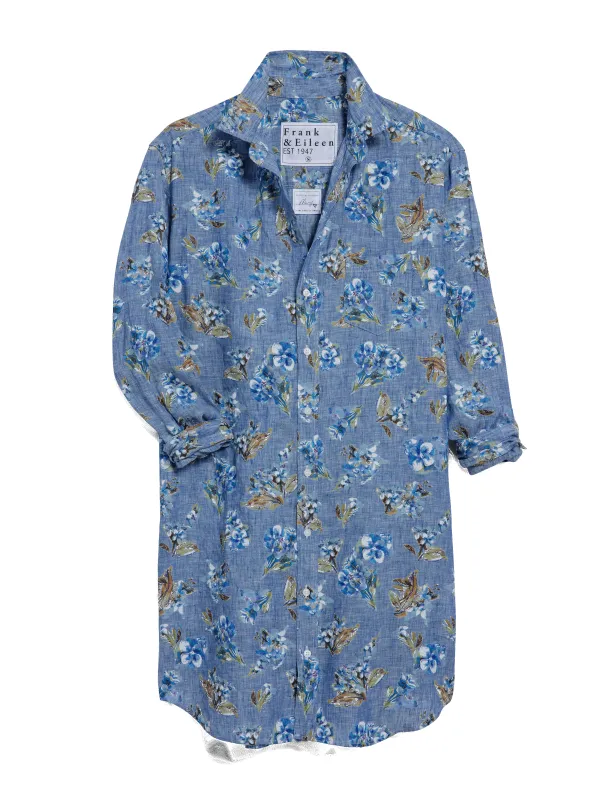 MARY Blue Floral, Italian Classic Linen made by Frank & Eileen