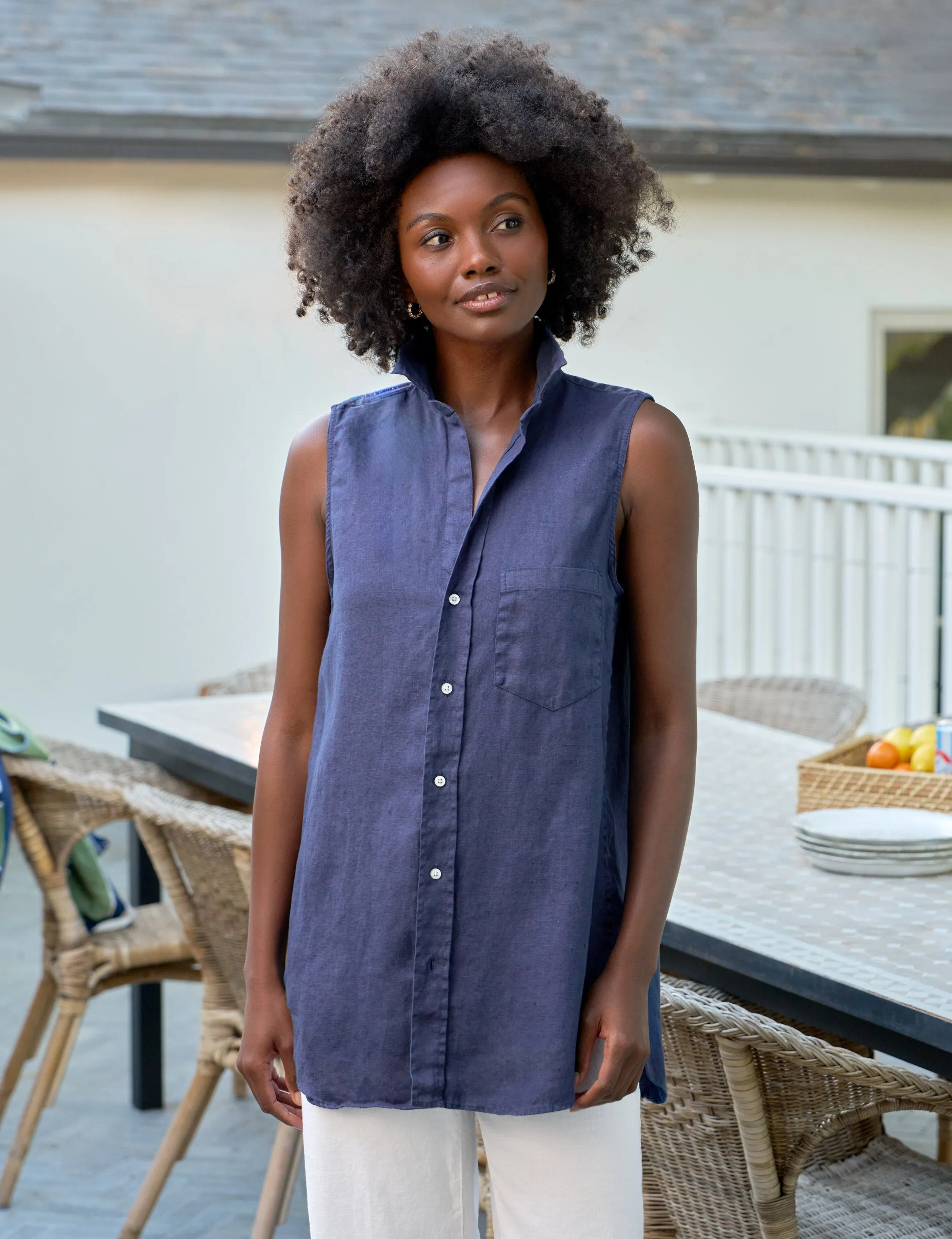 FINLEY Navy, Washed Linen sold by Frank & Eileen