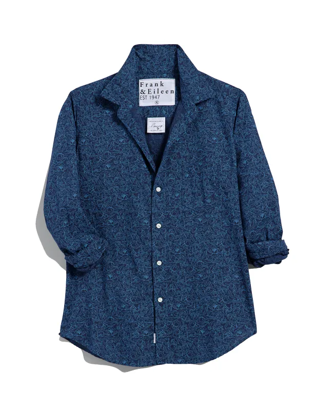 BARRY Navy with Floral Print, Italian Cotton made by Frank & Eileen