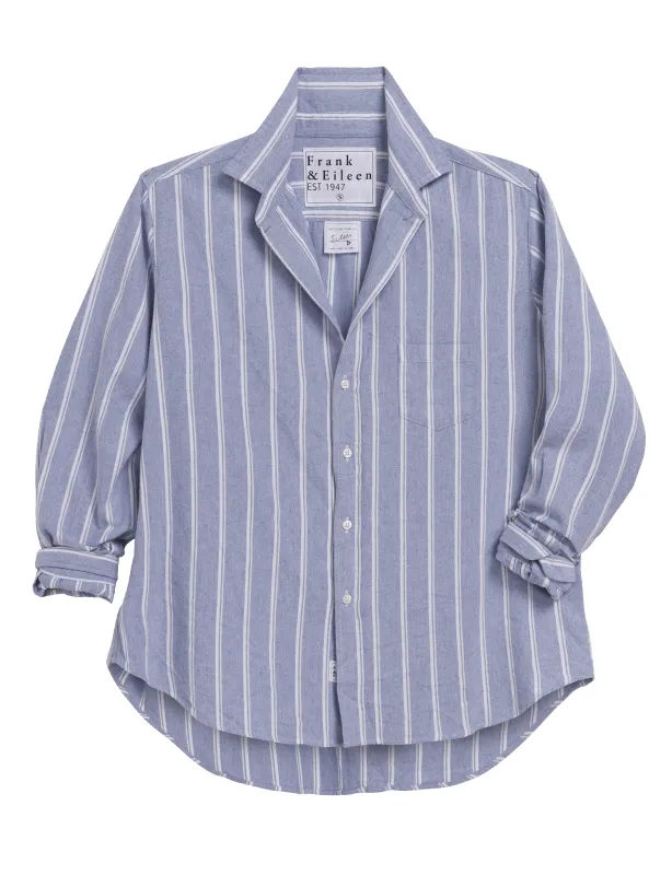 EILEEN Blue and White Stripe, Italian Flannel made by Frank & Eileen