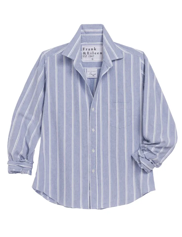 BARRY Blue with White Stripe, Italian Flannel made by Frank & Eileen