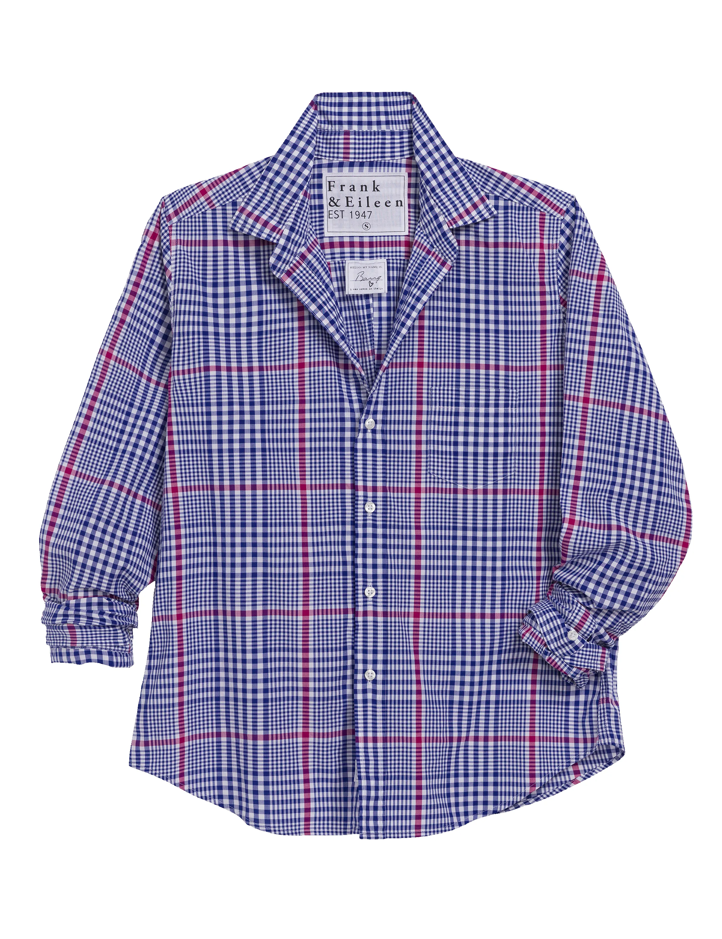 BARRY Pink and Blue Plaid, Italian Cotton sold by Frank & Eileen