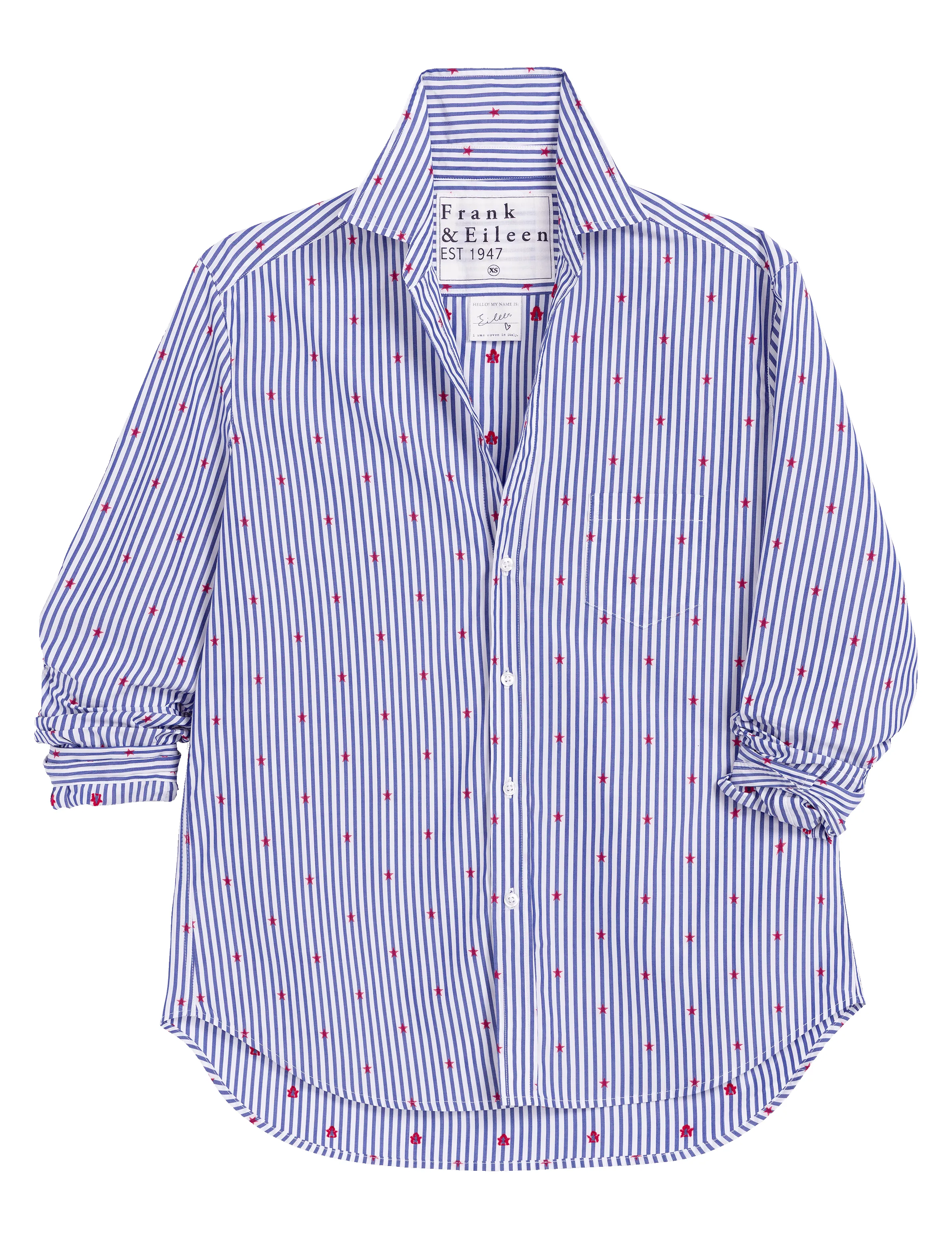 EILEEN Blue Stripe with Red Stars, Italian Cotton sold by Frank & Eileen product image thumbnail 4