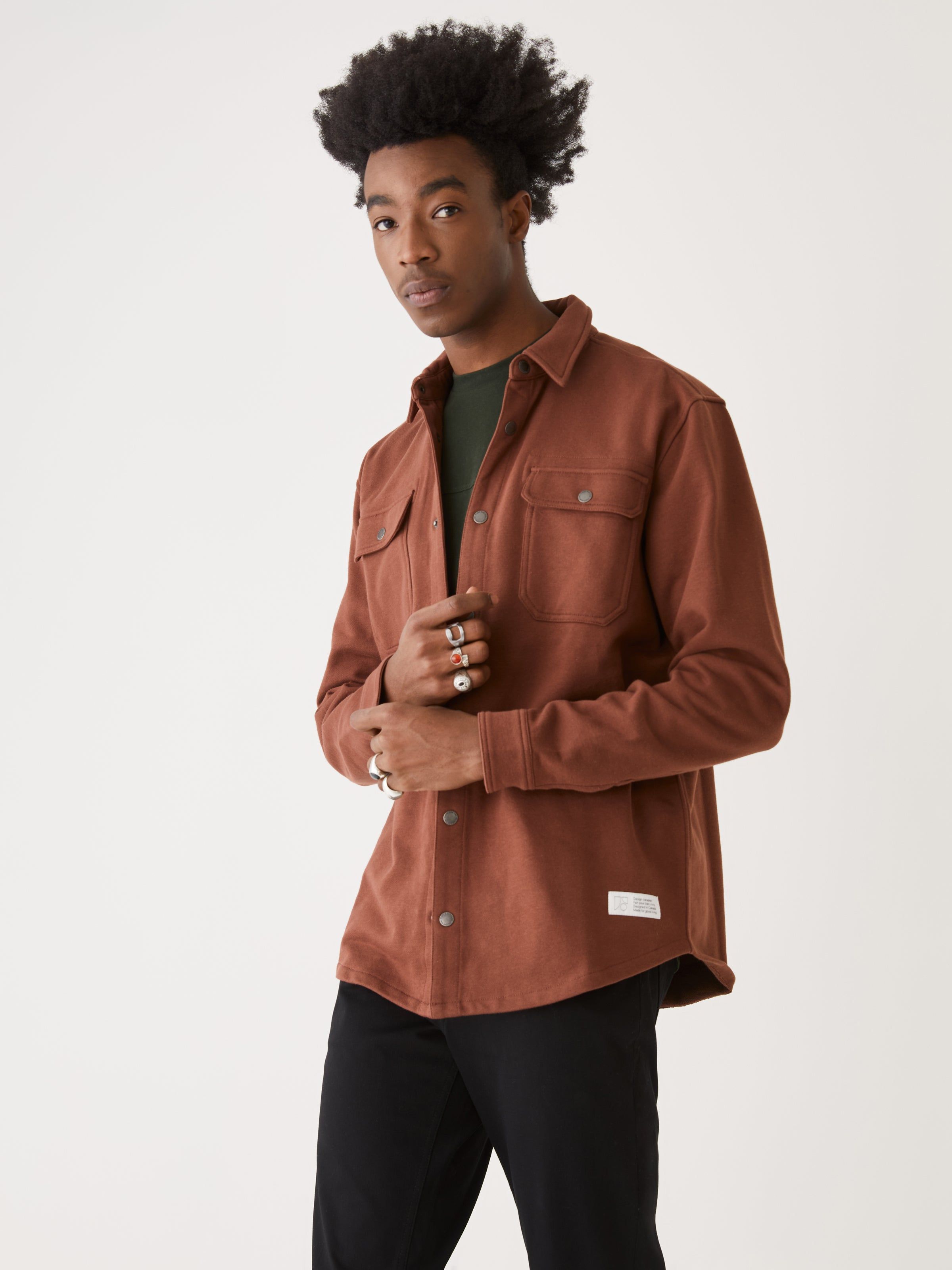 The French Terry Overshirt in Cappuccino sold by Frank & Oak