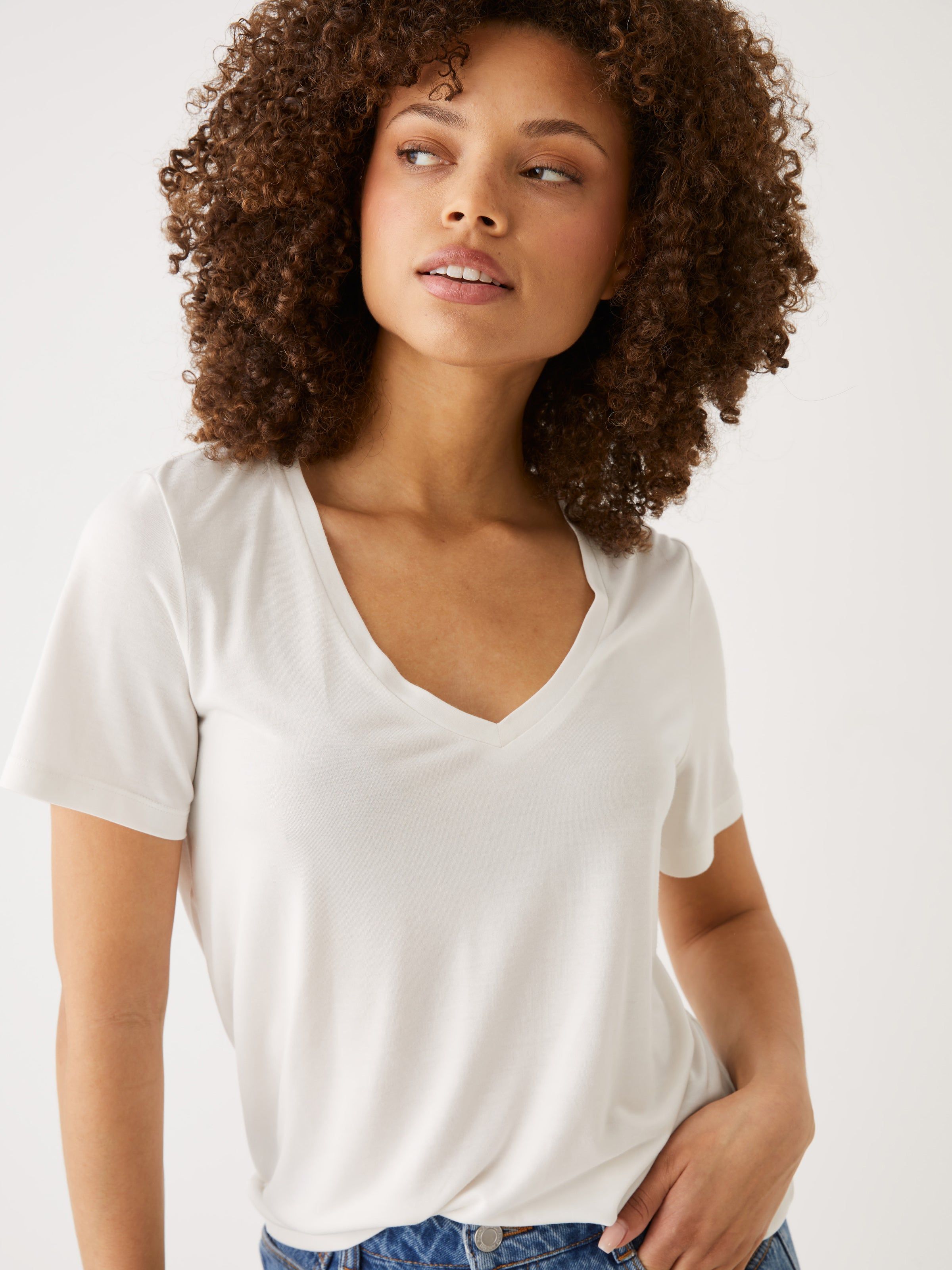 The SuperSoft V-Neck T-Shirt in White sold by Frank & Oak product image thumbnail 2