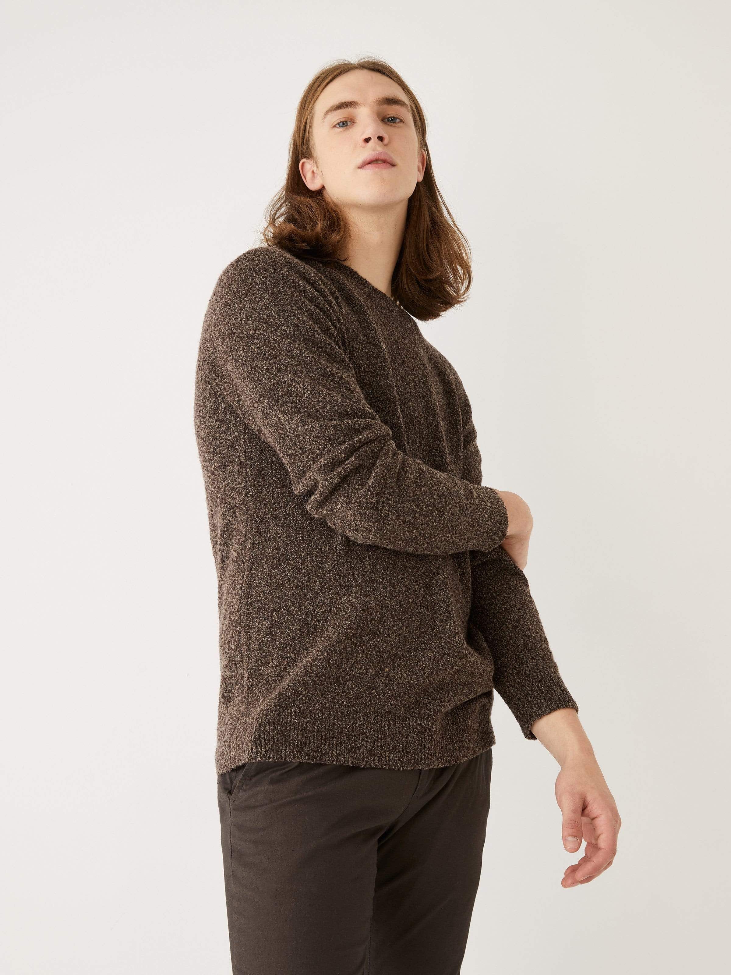 The Boucle Knit Sweater in Walnut sold by Frank & Oak