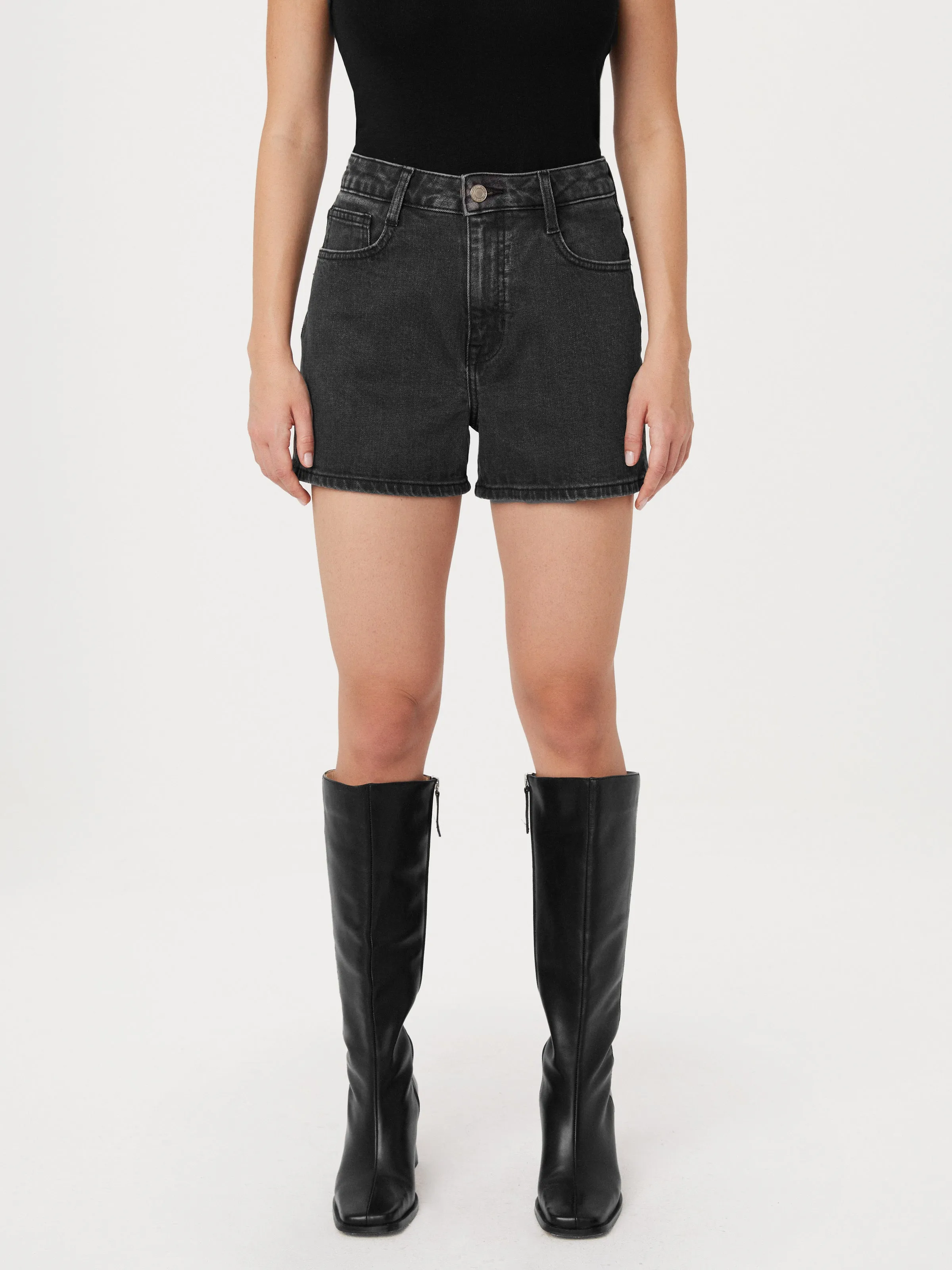 The Stevie Tapered Denim Short in Washed Black sold by Frank & Oak product image thumbnail 3