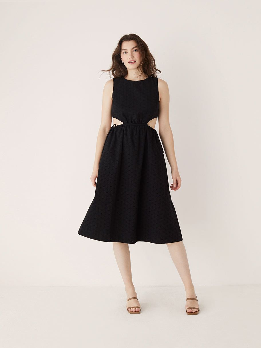 The Eyelet Long Dress in Black sold by Frank & Oak