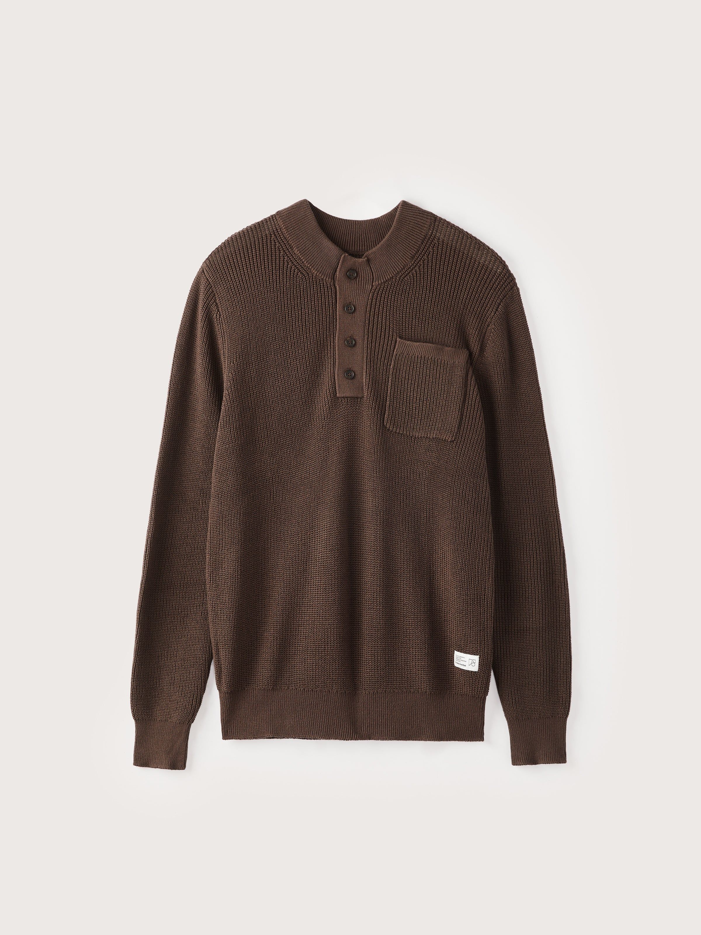 The Ribbed Henley Utility Sweater in Choco Brown sold by Frank & Oak product image thumbnail 5